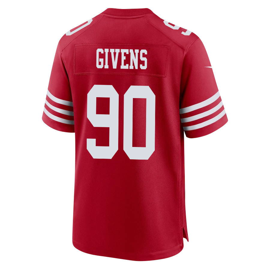 Kevin Givens 90 San Francisco 49ers Super Bowl LVIII Patch Game Men Jersey - Scarlet