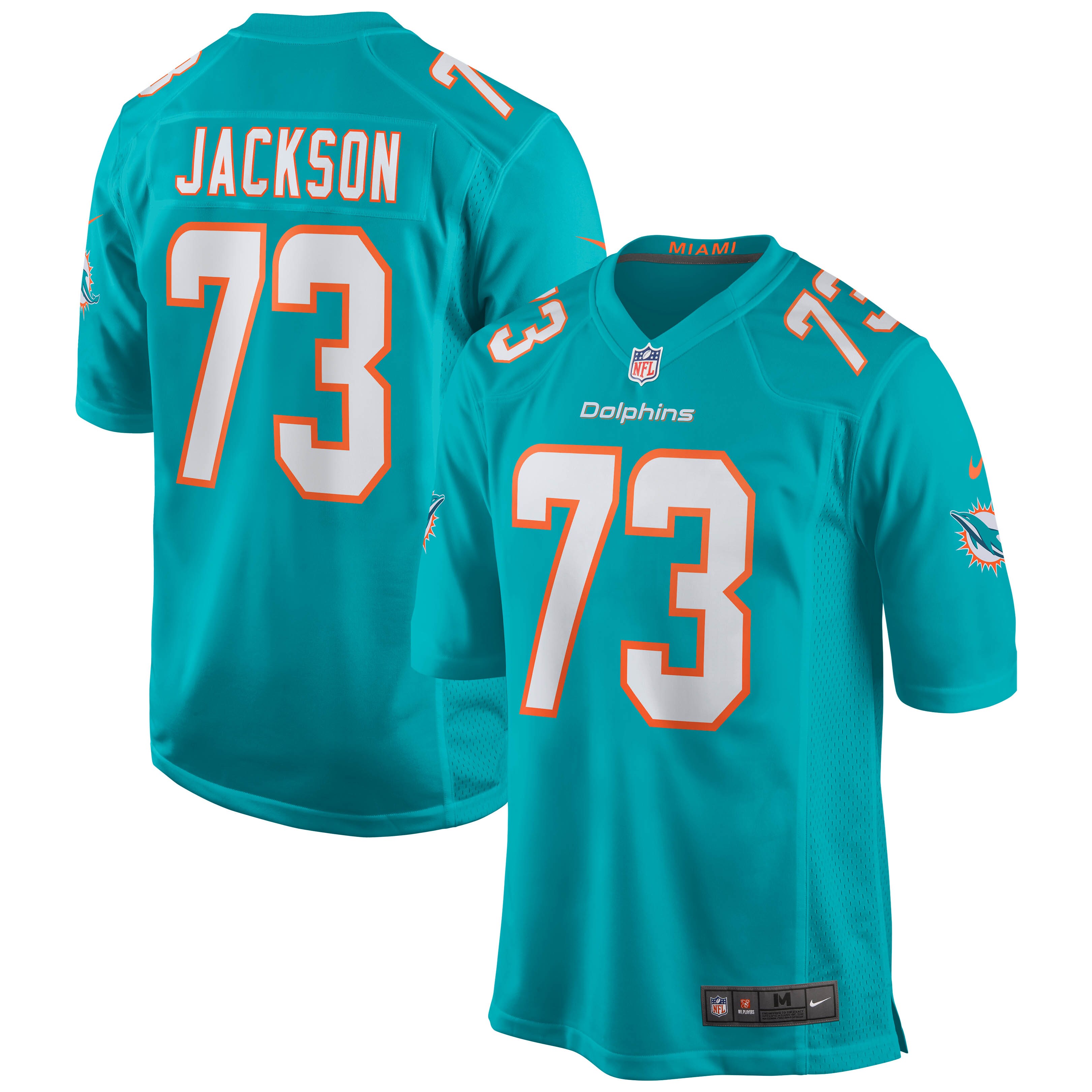 Austin Jackson Miami Dolphins  Game Jersey - Aqua