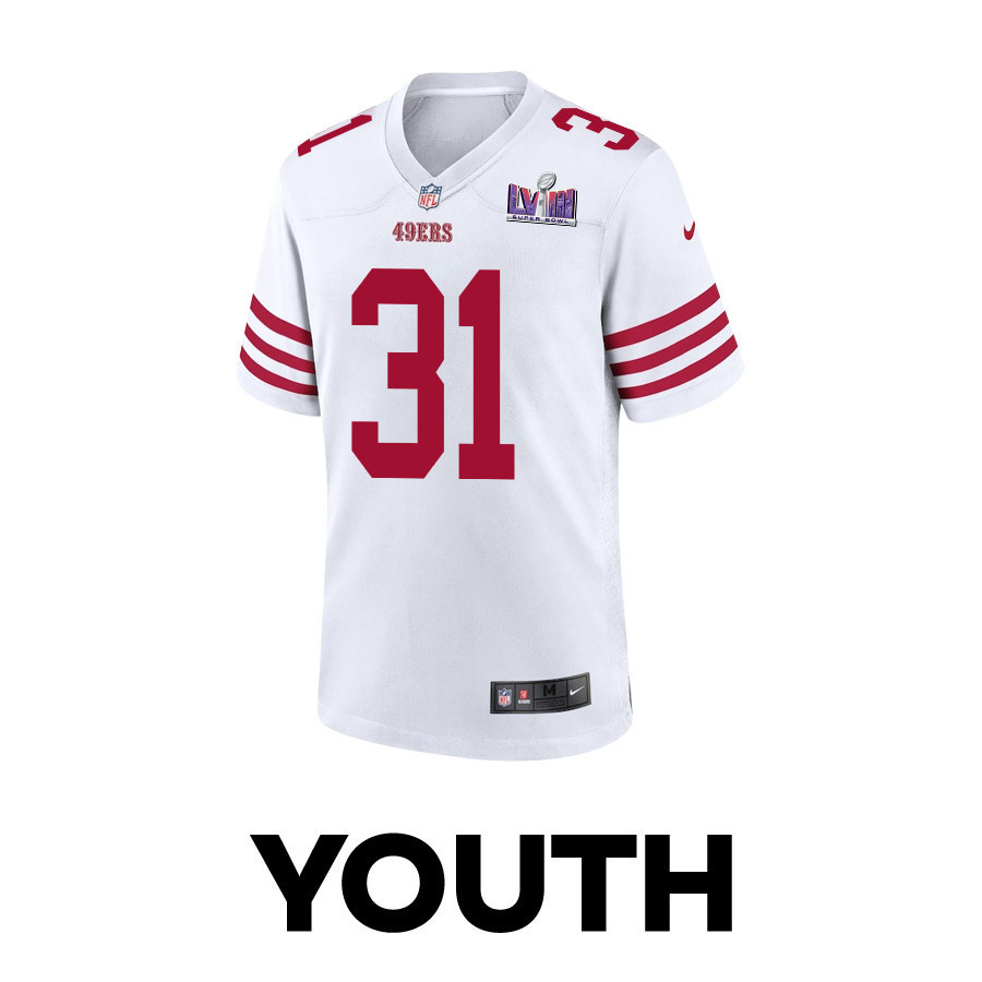 Tashaun Gipson Sr. 31 San Francisco 49ers Super Bowl LVIII Patch Game YOUTH Jersey - White