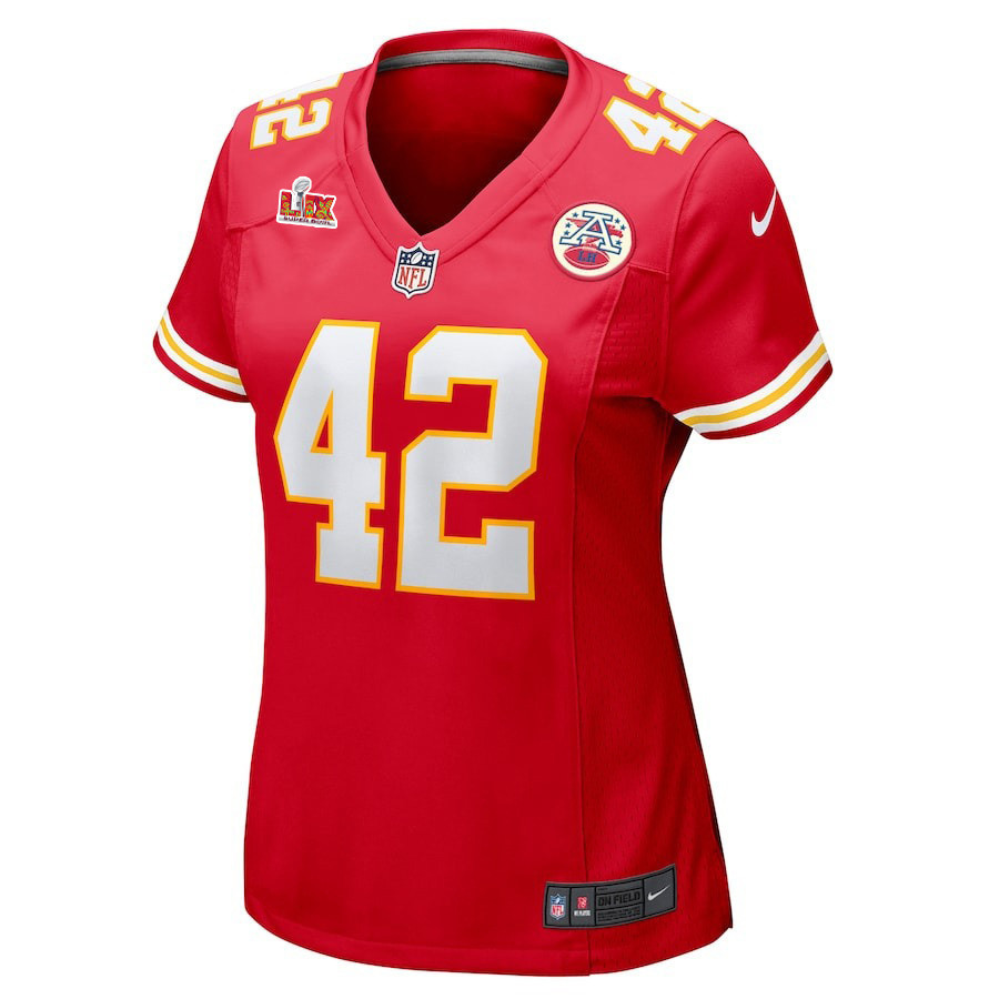 Carson Steele #42 Kansas City Chiefs Super Bowl LIX Women's Jersey - Red