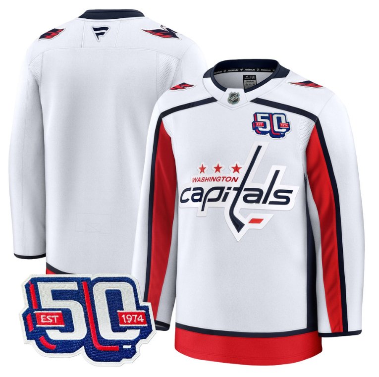 Men Team Jersey Washington Capitals 50th Anniversary Stitched White
