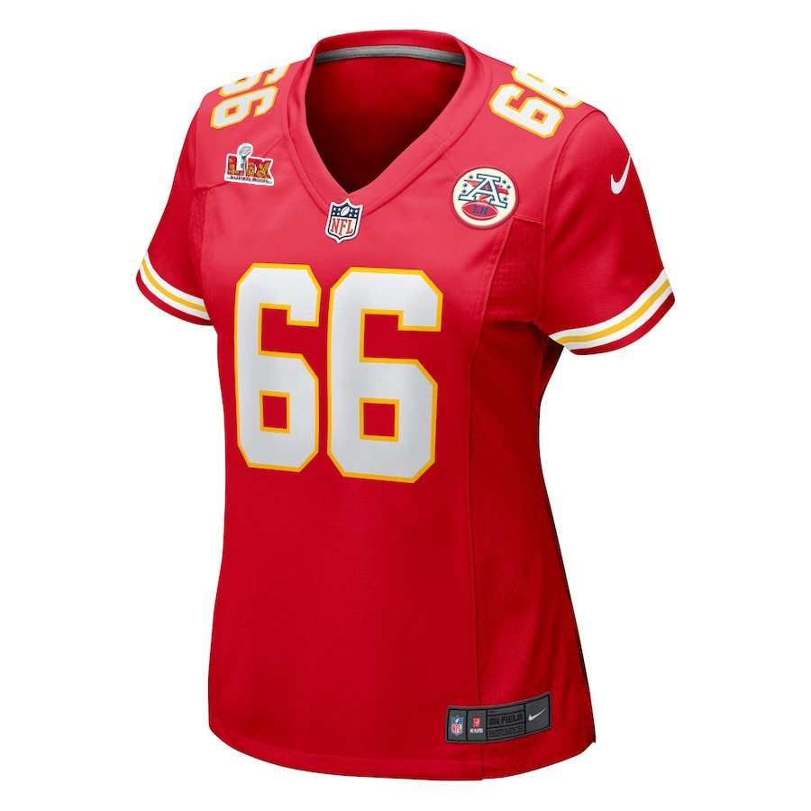 Mike Caliendo #66 Kansas City Chiefs Super Bowl LIX Women's Jersey - Red