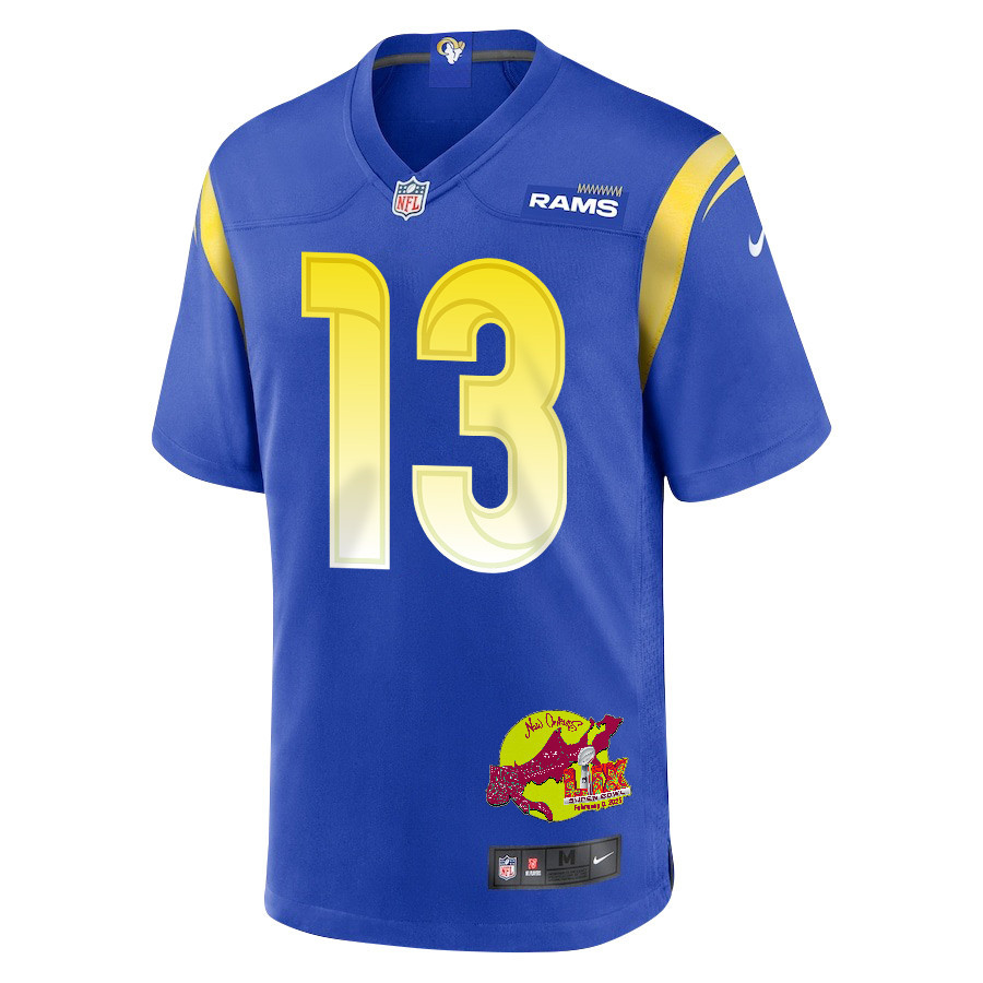 Stetson Bennett 13 Los Angeles Rams Super Bowl LIX New Orleans Patch Game Men Jersey - Royal