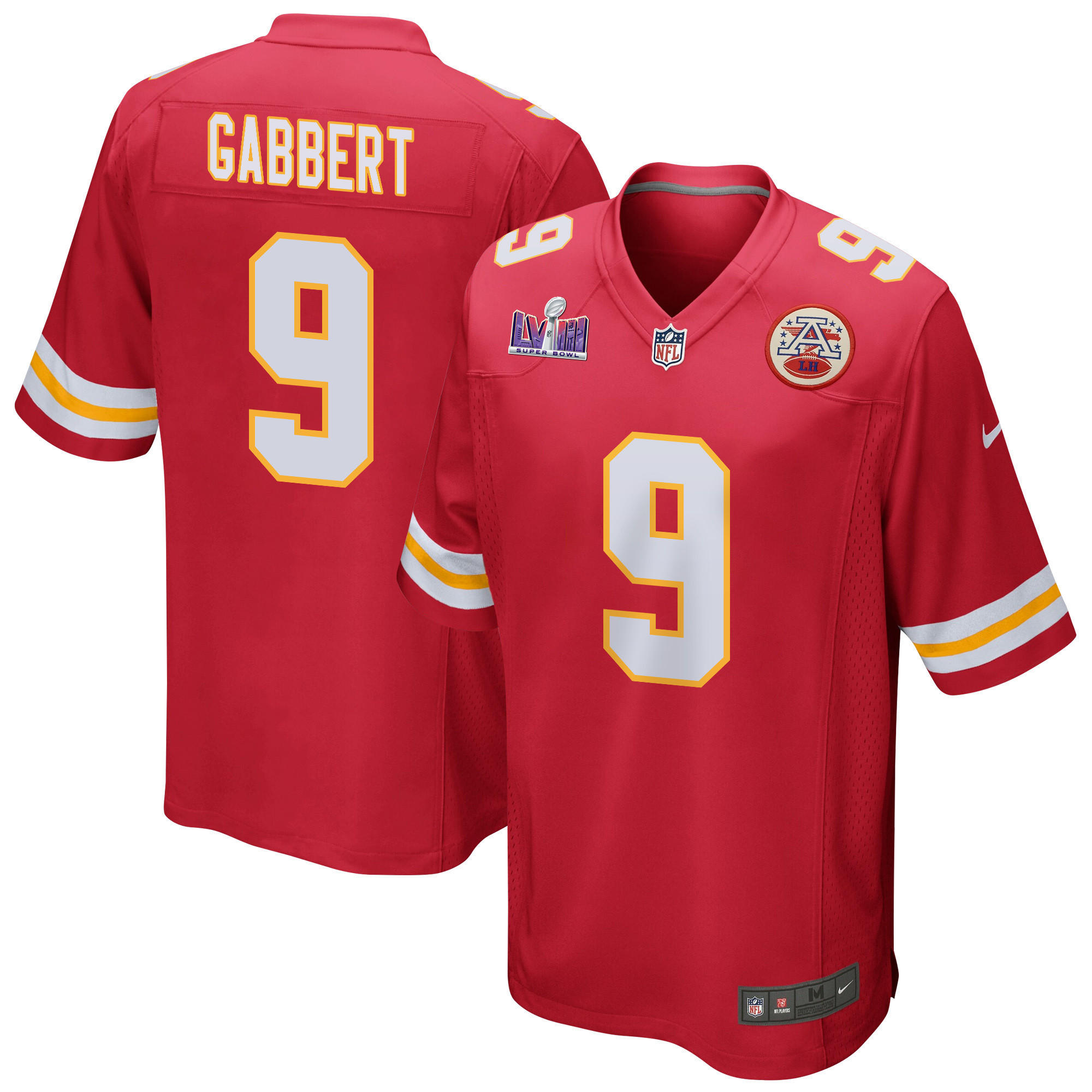 Blaine Gabbert 9 Kansas City Chiefs Super Bowl LVIII Patch Game Men Jersey - Red