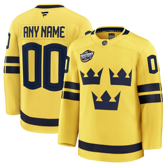 Sweden Active Player Custom Yellow 2025 4 Nations Face-Off Premium Stitched Jersey