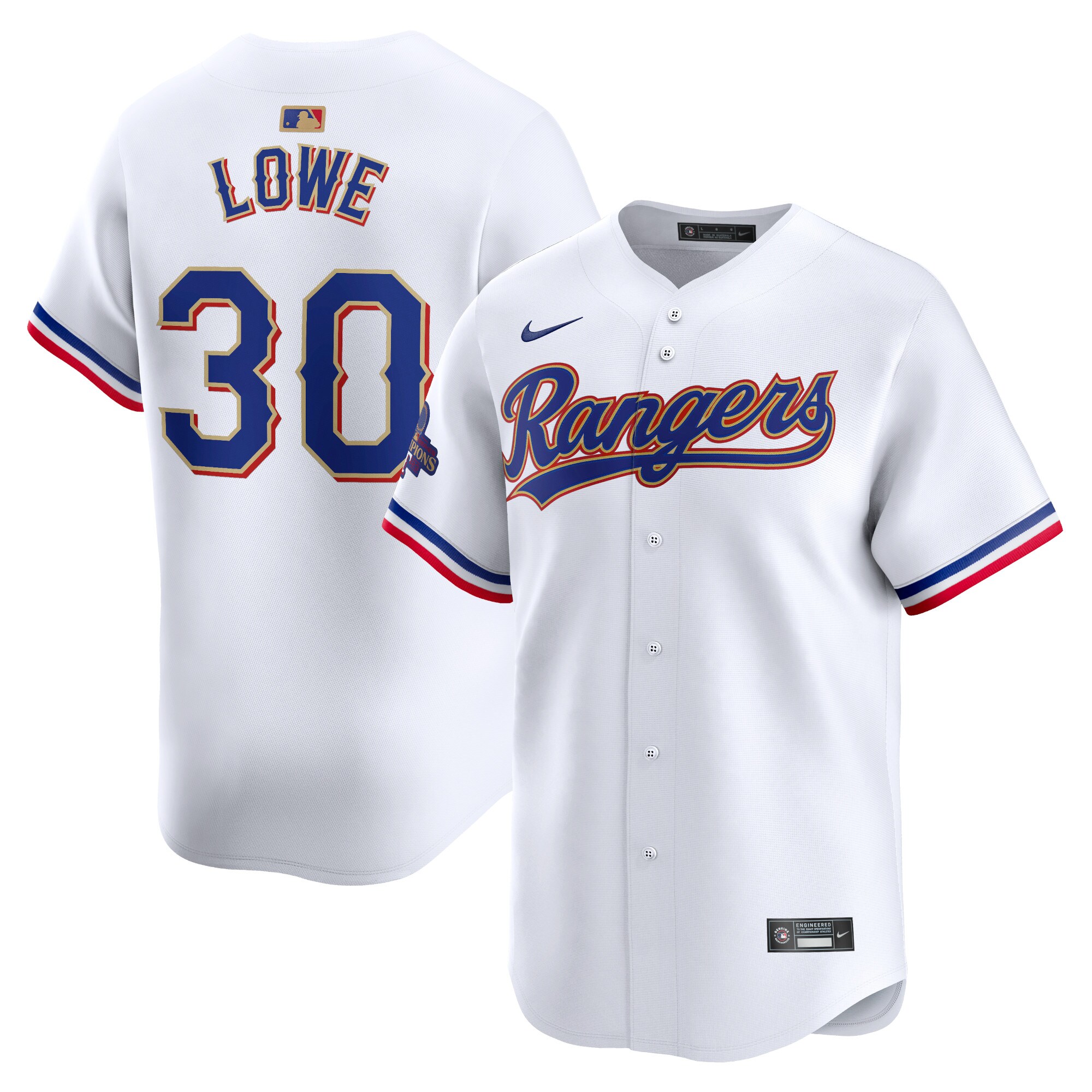 Nathaniel Lowe Texas Rangers 2024 Gold Collection Limited Player Jersey White