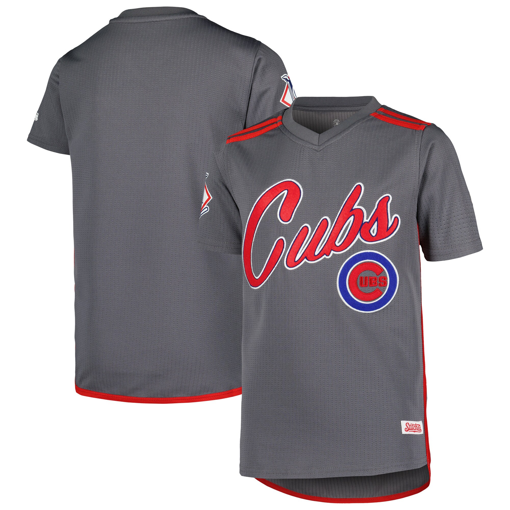 Chicago Cubs Stitches Youth Team V-Neck Jersey - Charcoal
