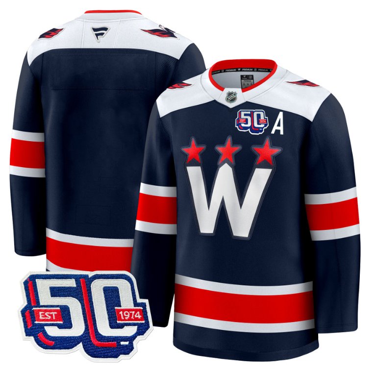 Men Team Jersey Washington Capitals 50th Anniversary Premium Stitched Navy