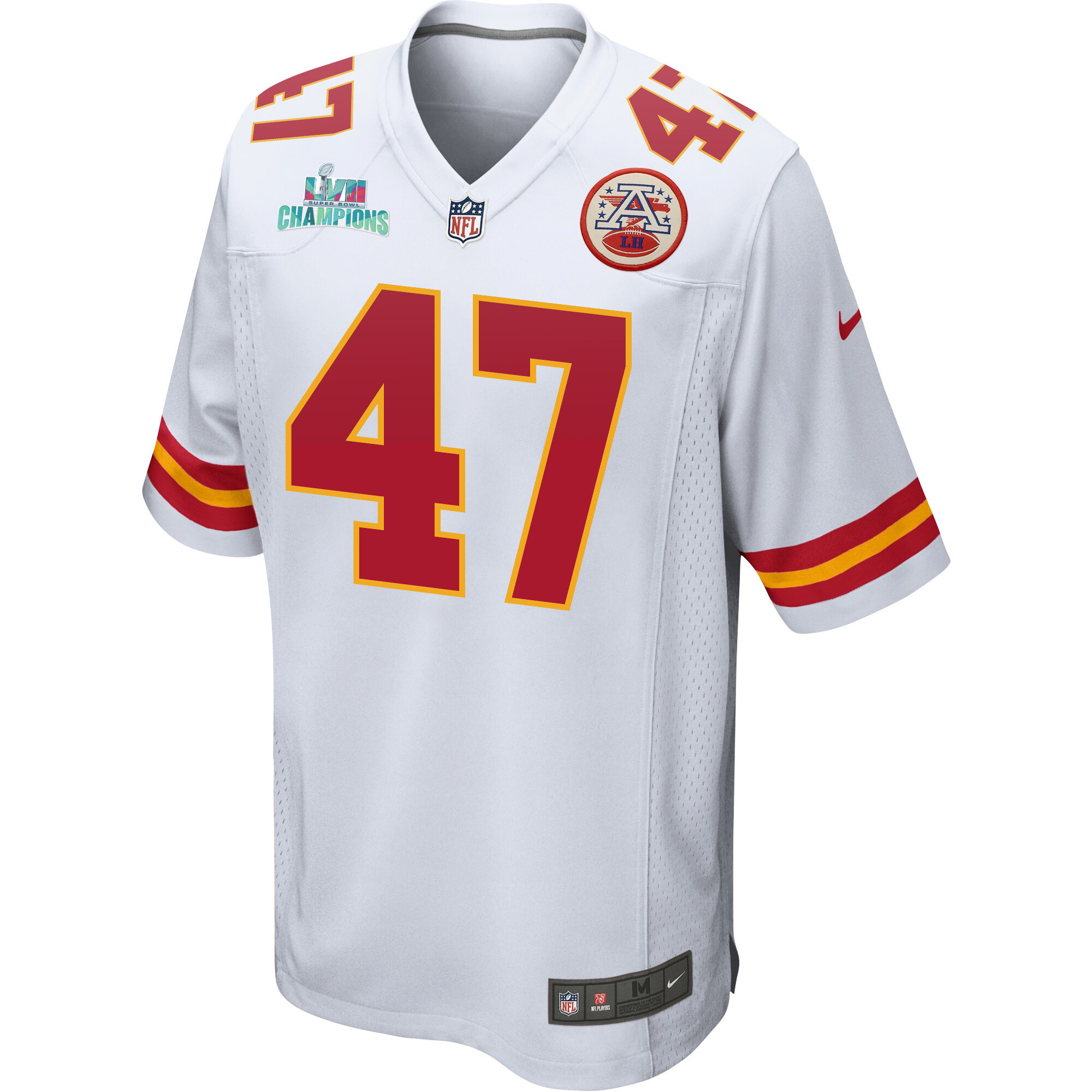 Darius Harris 47 Kansas City Chiefs Super Bowl LVII Champions Men Game Jersey - White