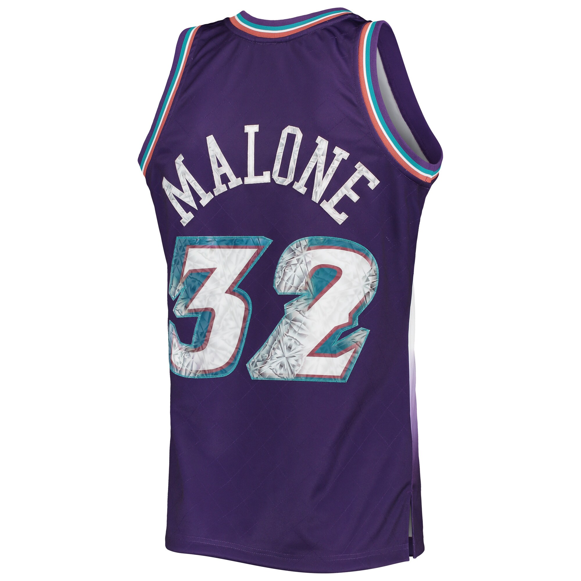 Karl Malone Utah Jazz Mitchell & Ness 1996\/97 Hardwood Classics NBA 75th Anniversary Diamond Swingman Jersey - Purple