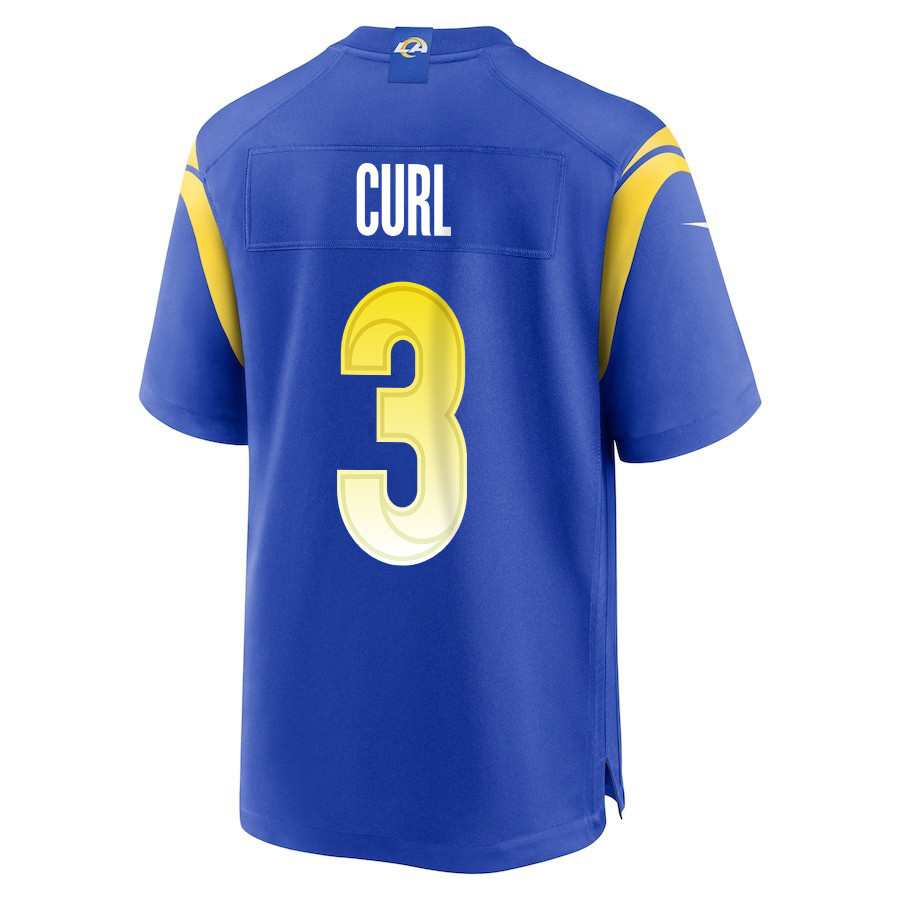 Kam Curl 3 Los Angeles Rams Super Bowl LIX New Orleans Patch Game Men Jersey - Royal