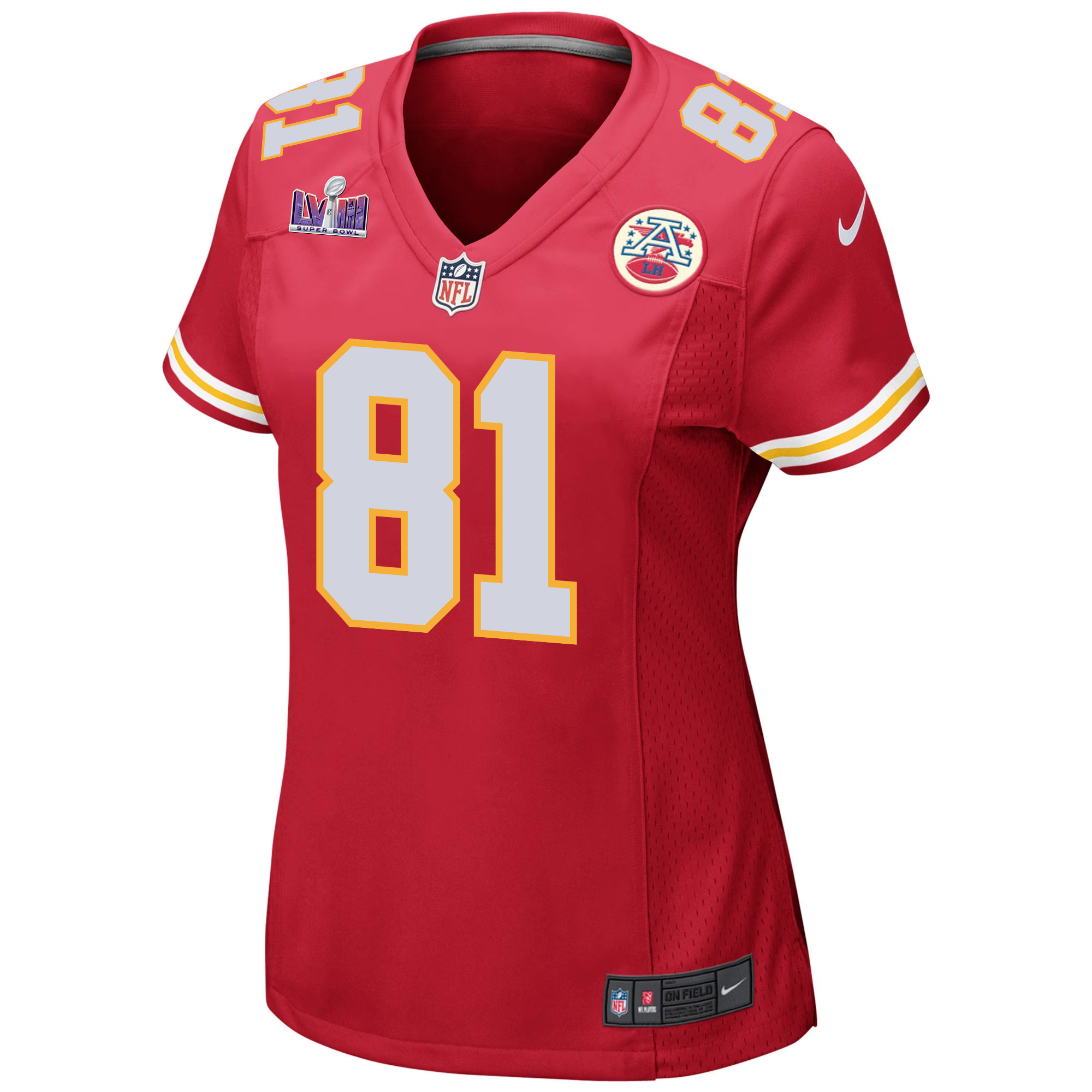 Blake Bell 81 Kansas City Chiefs Super Bowl LVIII Patch Game Women Jersey - Red