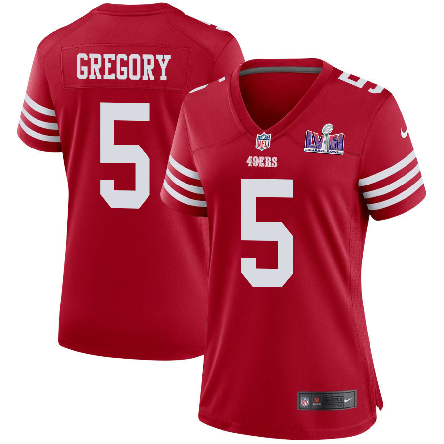Randy Gregory 5 San Francisco 49ers Super Bowl LVIII Patch Game Women Jersey - Scarlet
