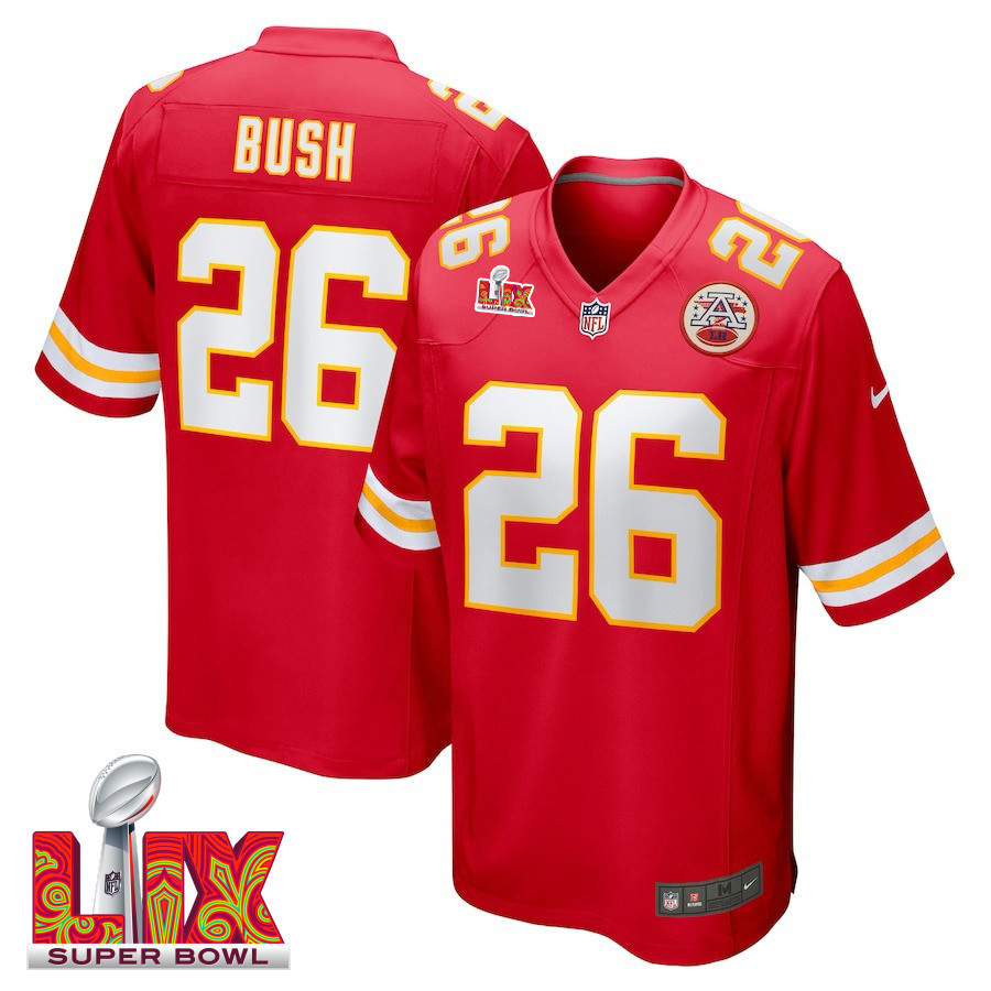 Deon Bush #26 Kansas City Chiefs Super Bowl LIX Jersey - Men's - Red