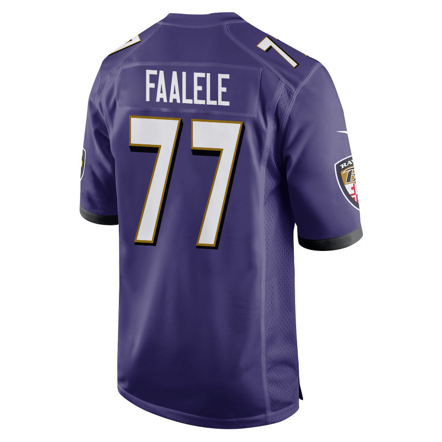 Daniel Faalele 77 Baltimore Ravens Super Bowl LIX New Orleans Patch Game Men Jersey - Purple