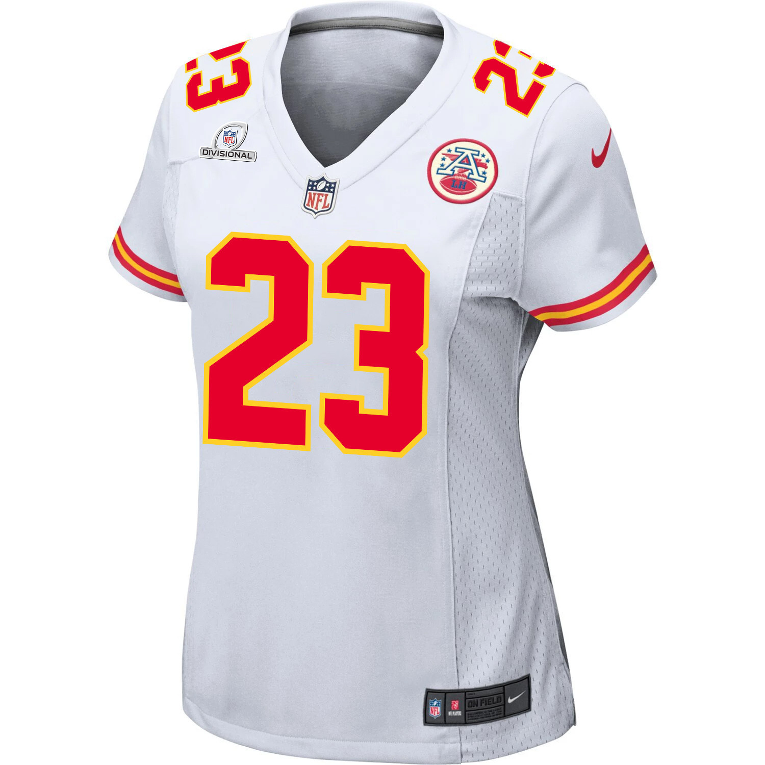 Drue Tranquill 23 Kansas City Chiefs Super Bowl LVIII Patch Game Women Jersey - White