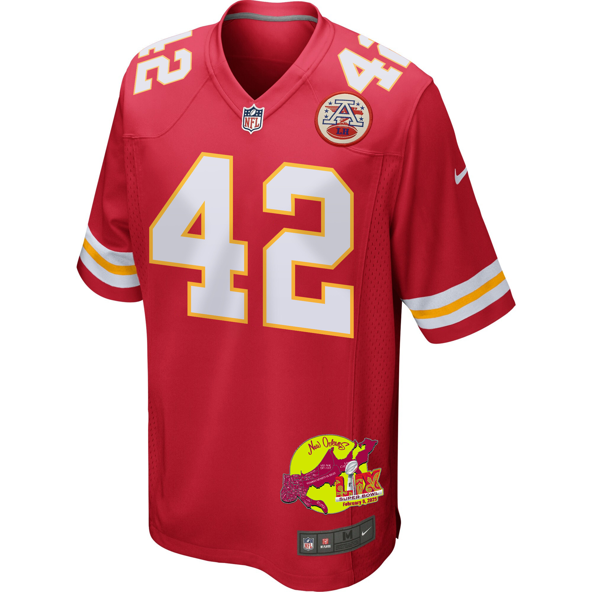 Carson Steele 42 Kansas City Chiefs Super Bowl LIX New Orleans Patch Game Men Jersey - Red