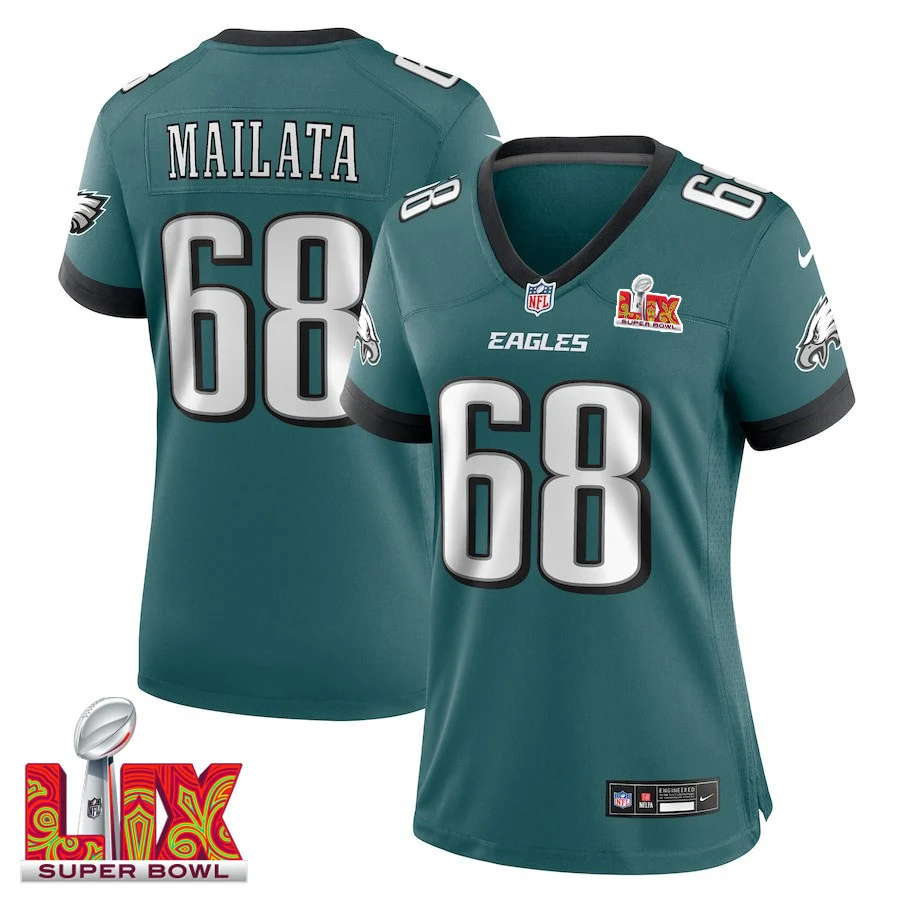 Jordan Mailata #68 Philadelphia Eagles Super Bowl LIX Women's Jersey - Midnight Green