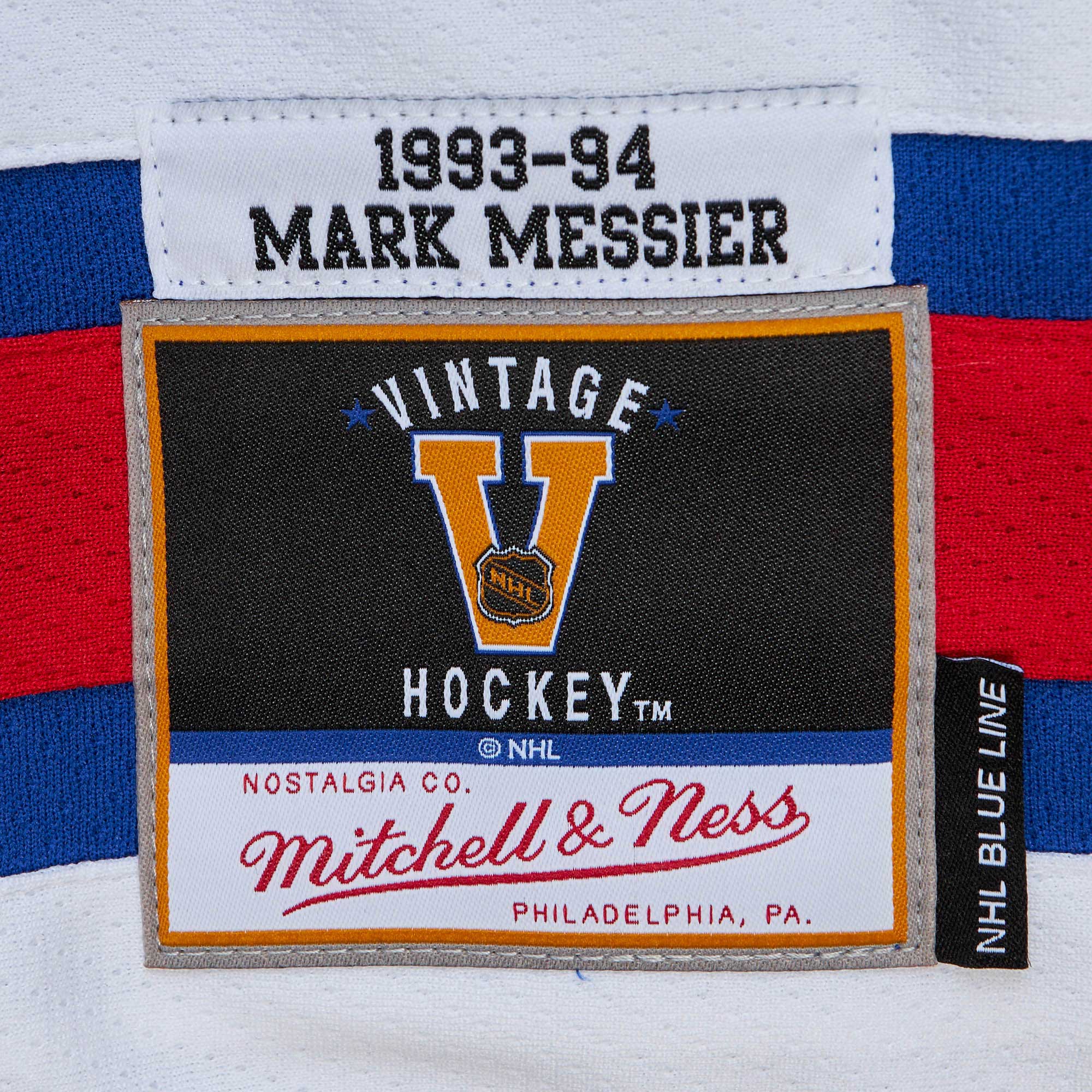 Mark Messier New York Rangers Mitchell & Ness Captain Patch 1993\/94 Blue Line Player Jersey - Blue