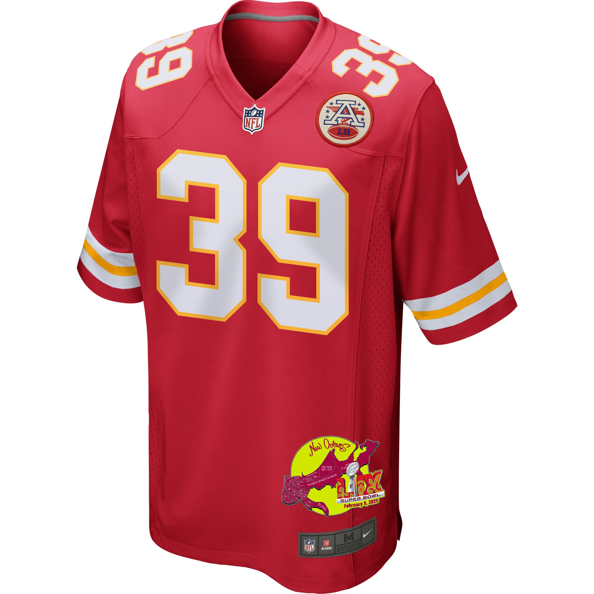 Keith Taylor 39 Kansas City Chiefs Super Bowl LIX New Orleans Patch Game Men Jersey - Red
