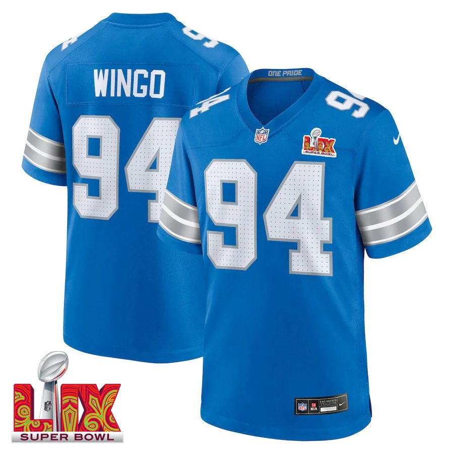 Mekhi Wingo #94 Detroit Lions Super Bowl LIX Jersey - Men's - Blue