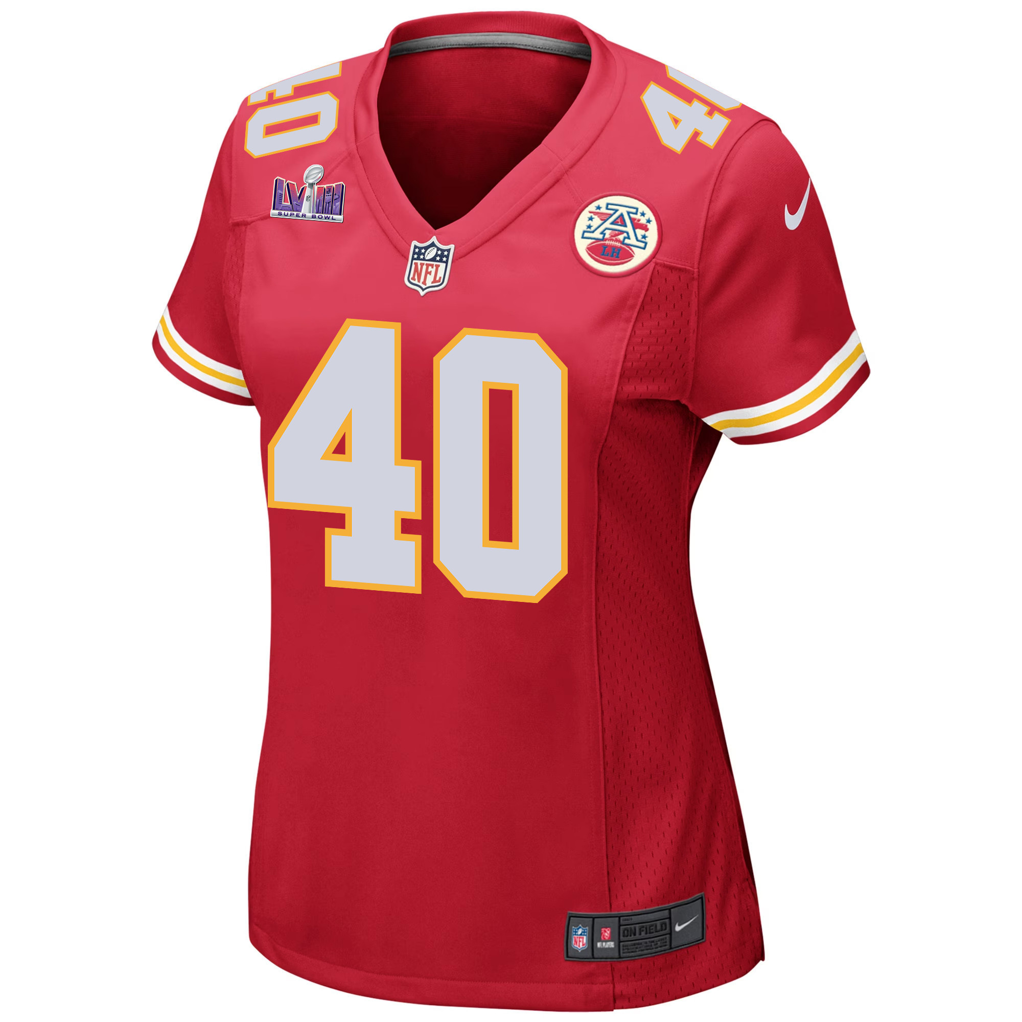 Ekow Boye-Doe 40 Kansas City Chiefs Super Bowl LVIII Patch Game Women Jersey - Red