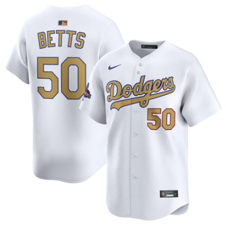 Los Angeles Dodgers Mookie Betts White 2025 Gold Collection Limited Jersey