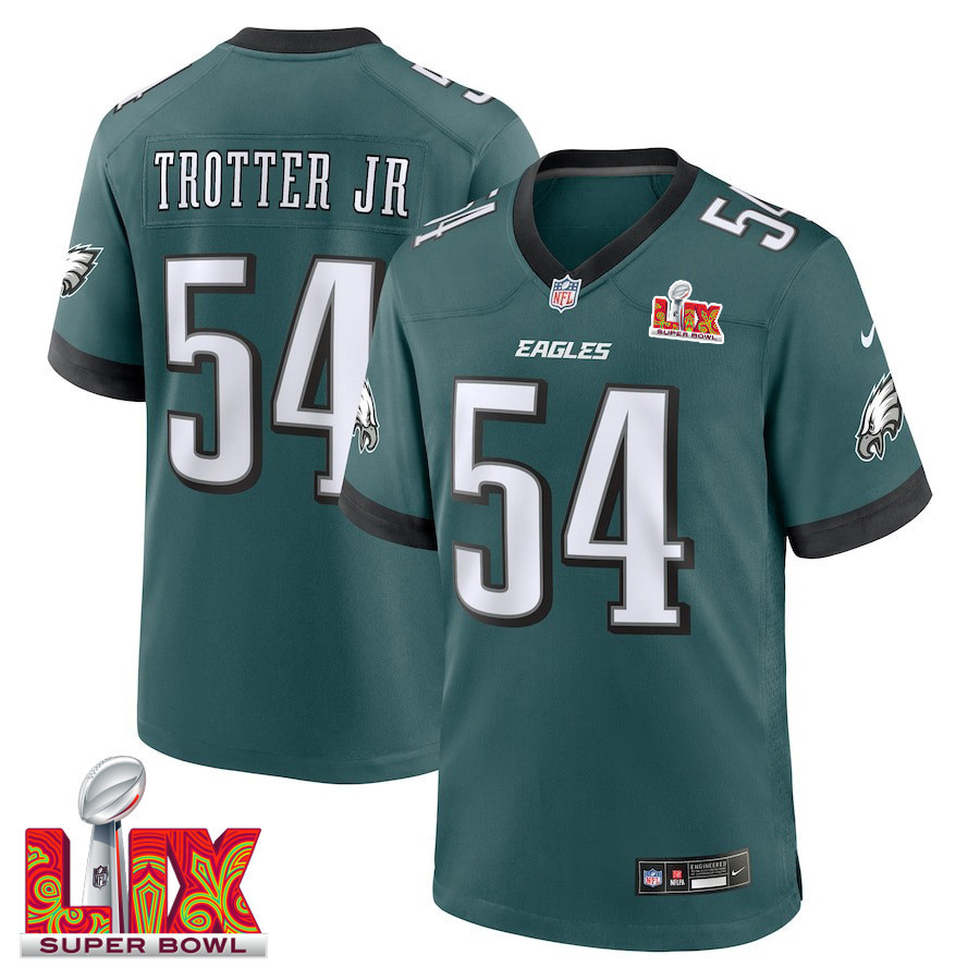 Jeremiah Trotter Jr. #54 Philadelphia Eagles Super Bowl LIX Jersey - Men's - Midnight Green