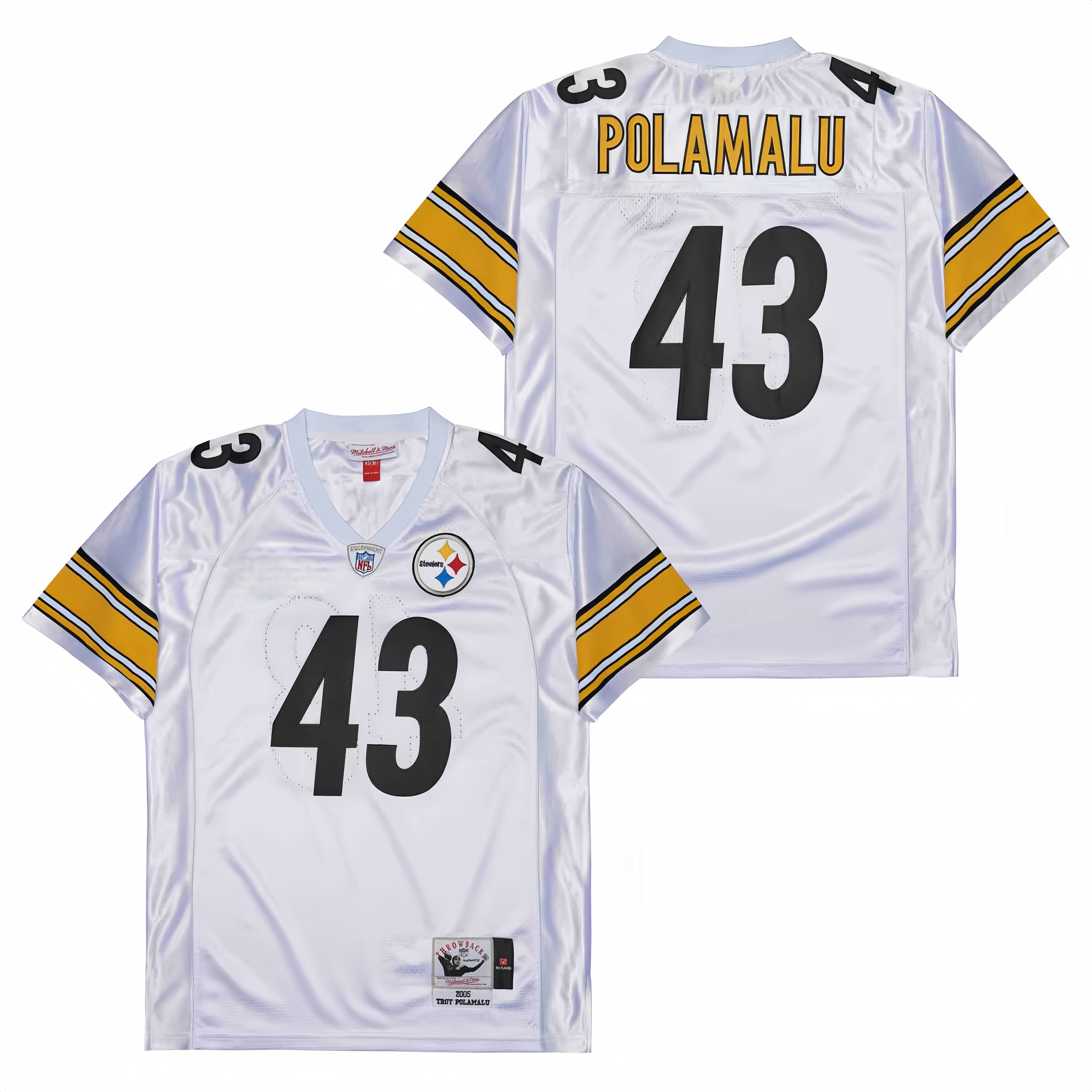 Troy Polamalu 43 Pittsburgh Steelers Retro Throwback Men Jersey - White