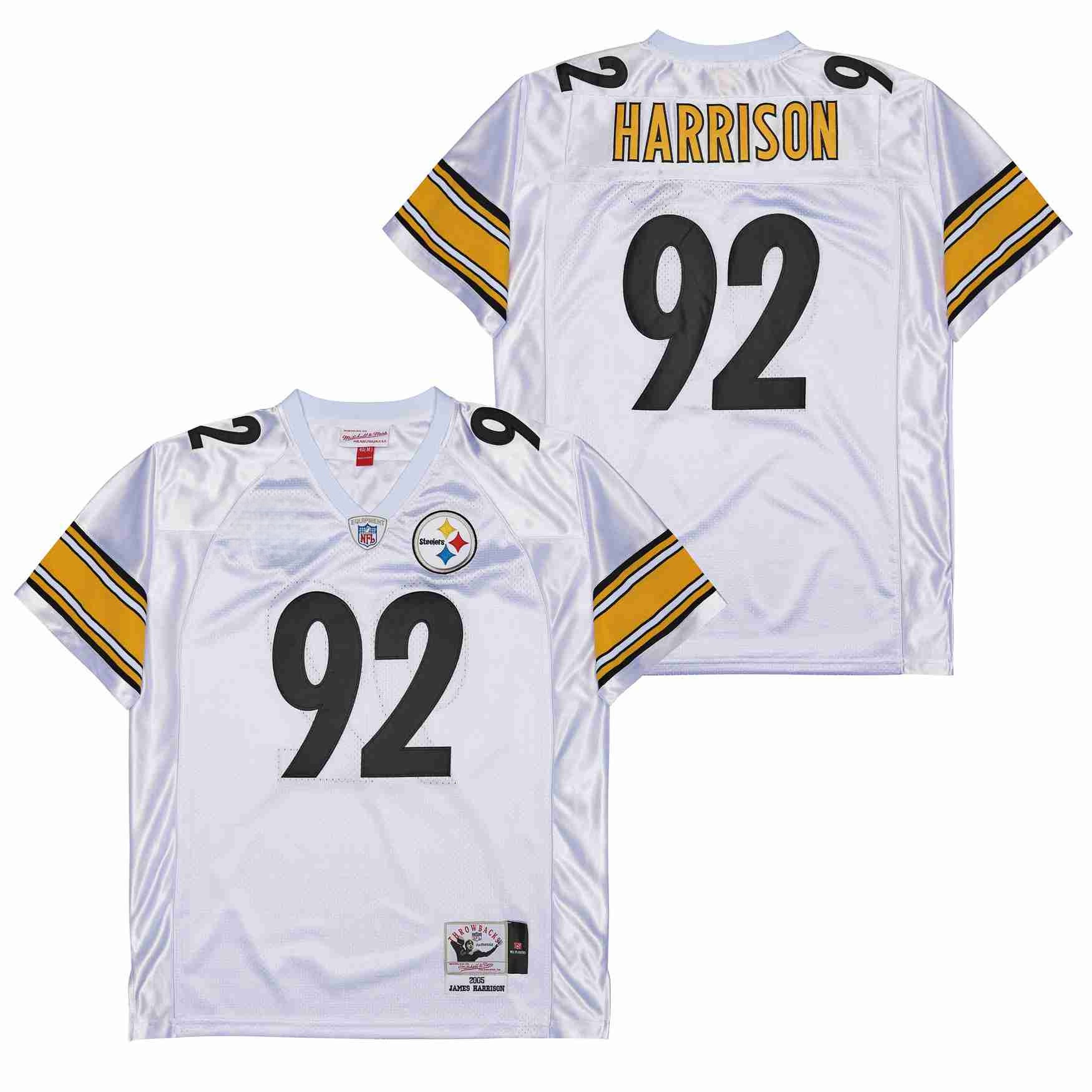 James Harrison 92 Pittsburgh Steelers Retro Throwback Men Jersey - White