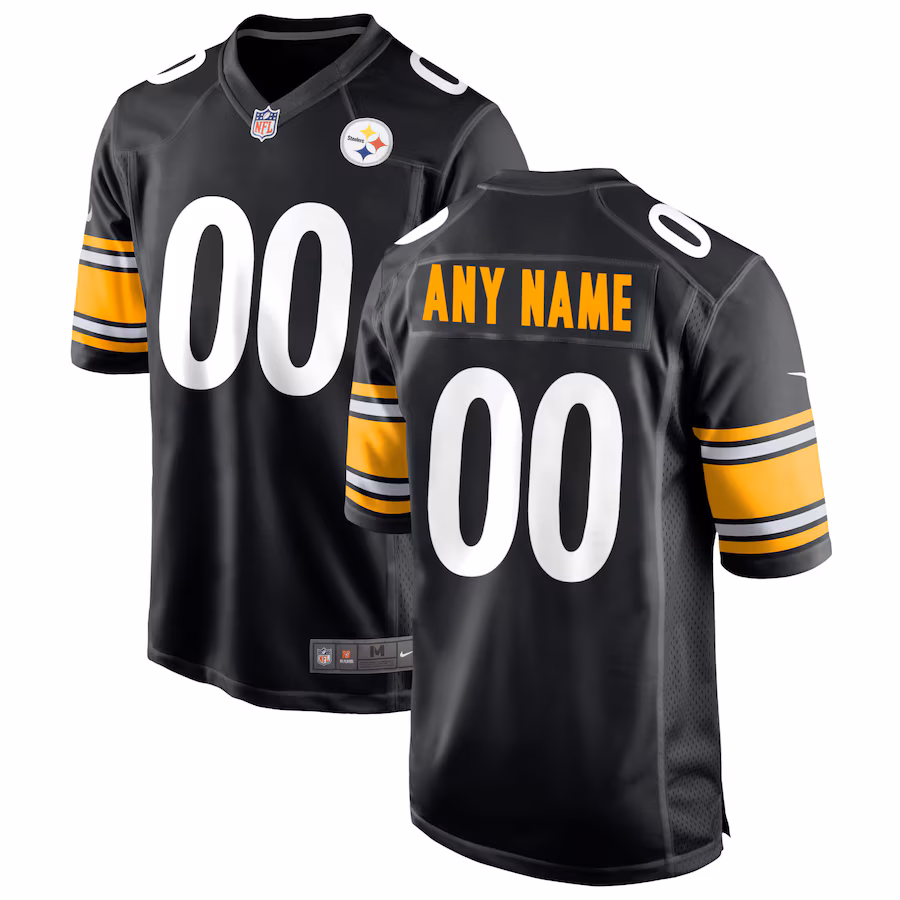 Pittsburgh Steelers Away Custom Game Jersey Black