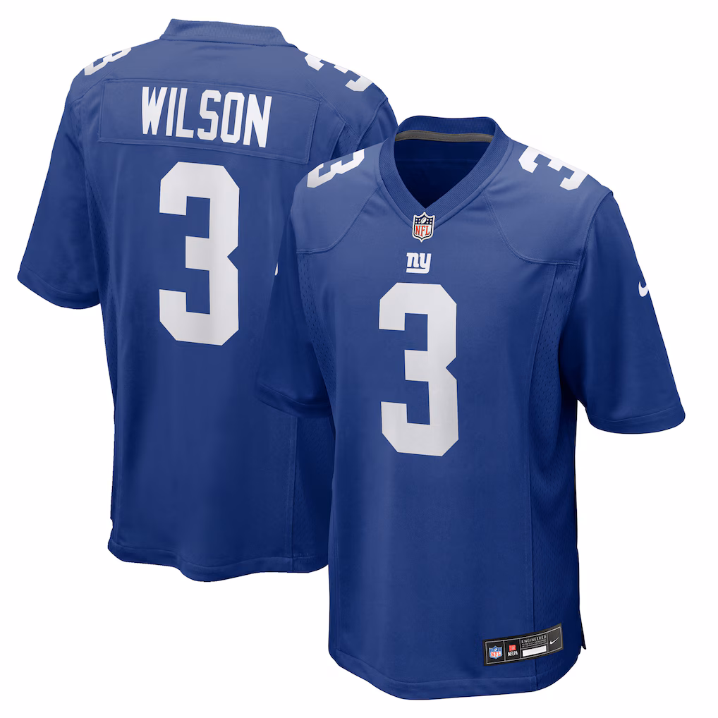 New York Giants Russell Wilson #3  Royal Game Jersey