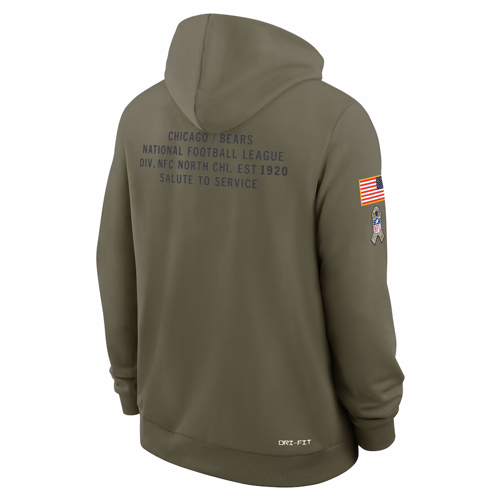Chicago Bears 2025 Salute to Service Sideline Standard Issue Dri-FIT Hoodie - Olive