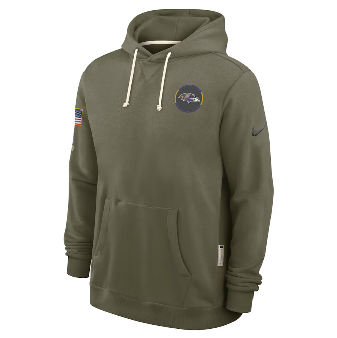 Baltimore Ravens 2025 Salute to Service Sideline Standard Issue Dri-FIT Hoodie - Olive