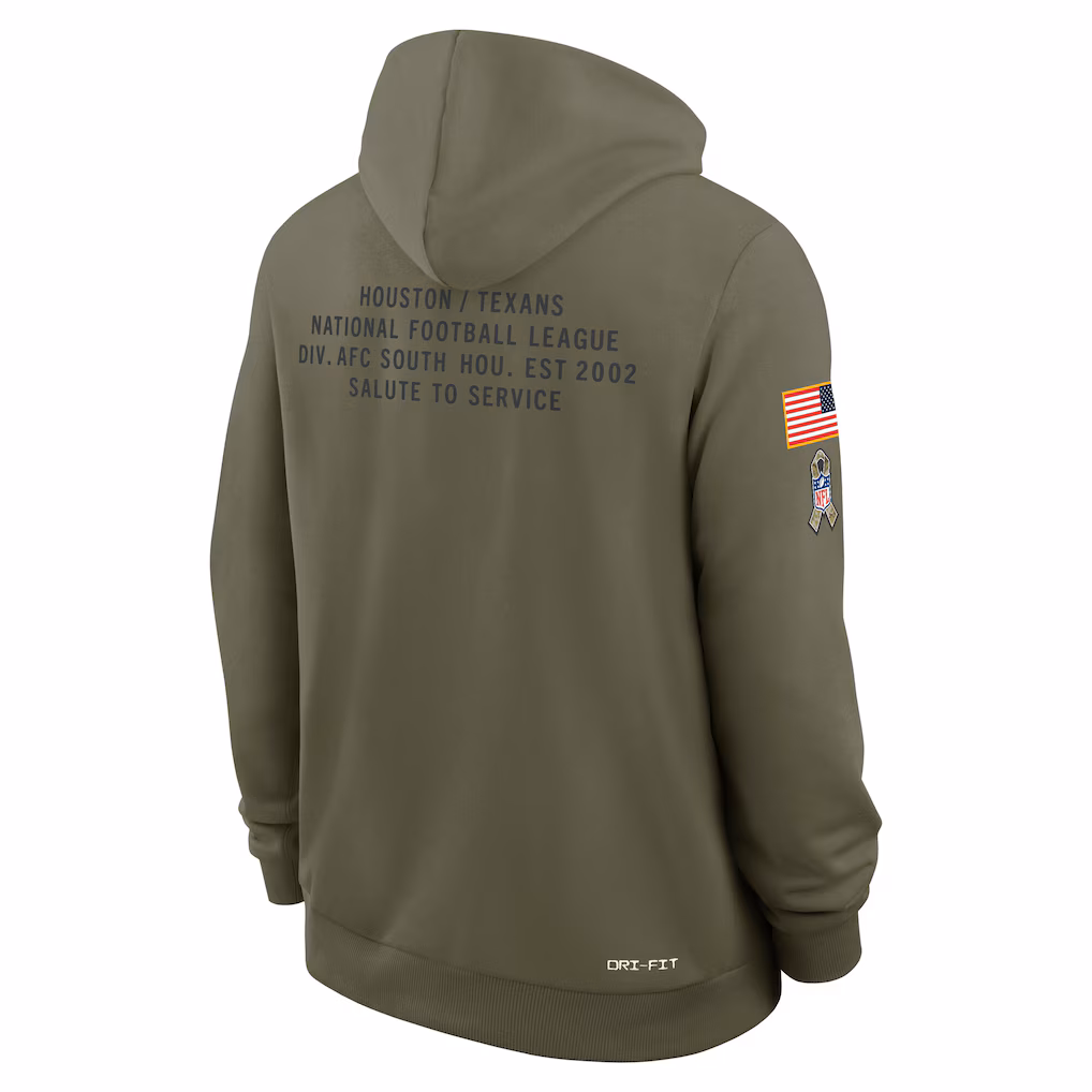 Houston Texans 2025 Salute to Service Sideline Standard Issue Dri-FIT Hoodie - Olive
