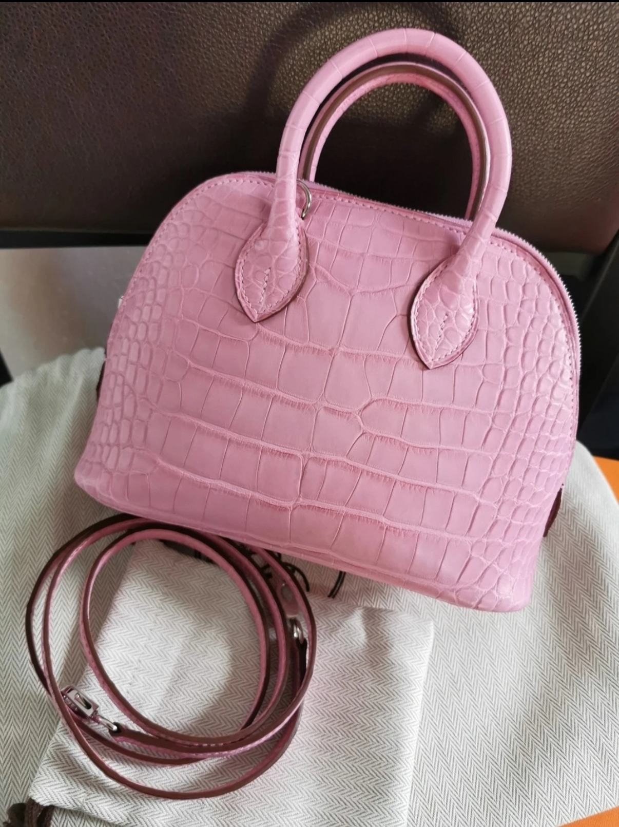 Bolide Mini 18CM Matte crocodile leather cherry blossom pink - MOVEMENTARTISAN