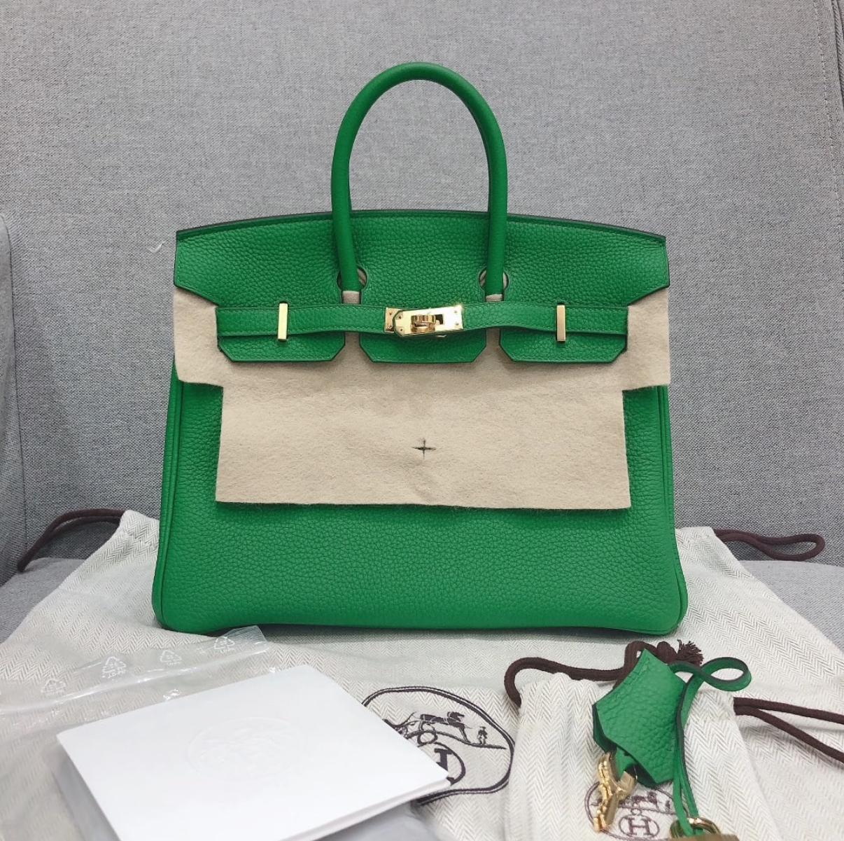 Birkin 25-35 Bamboo Green Gold Buckle Custom - MOVEMENTARTISAN