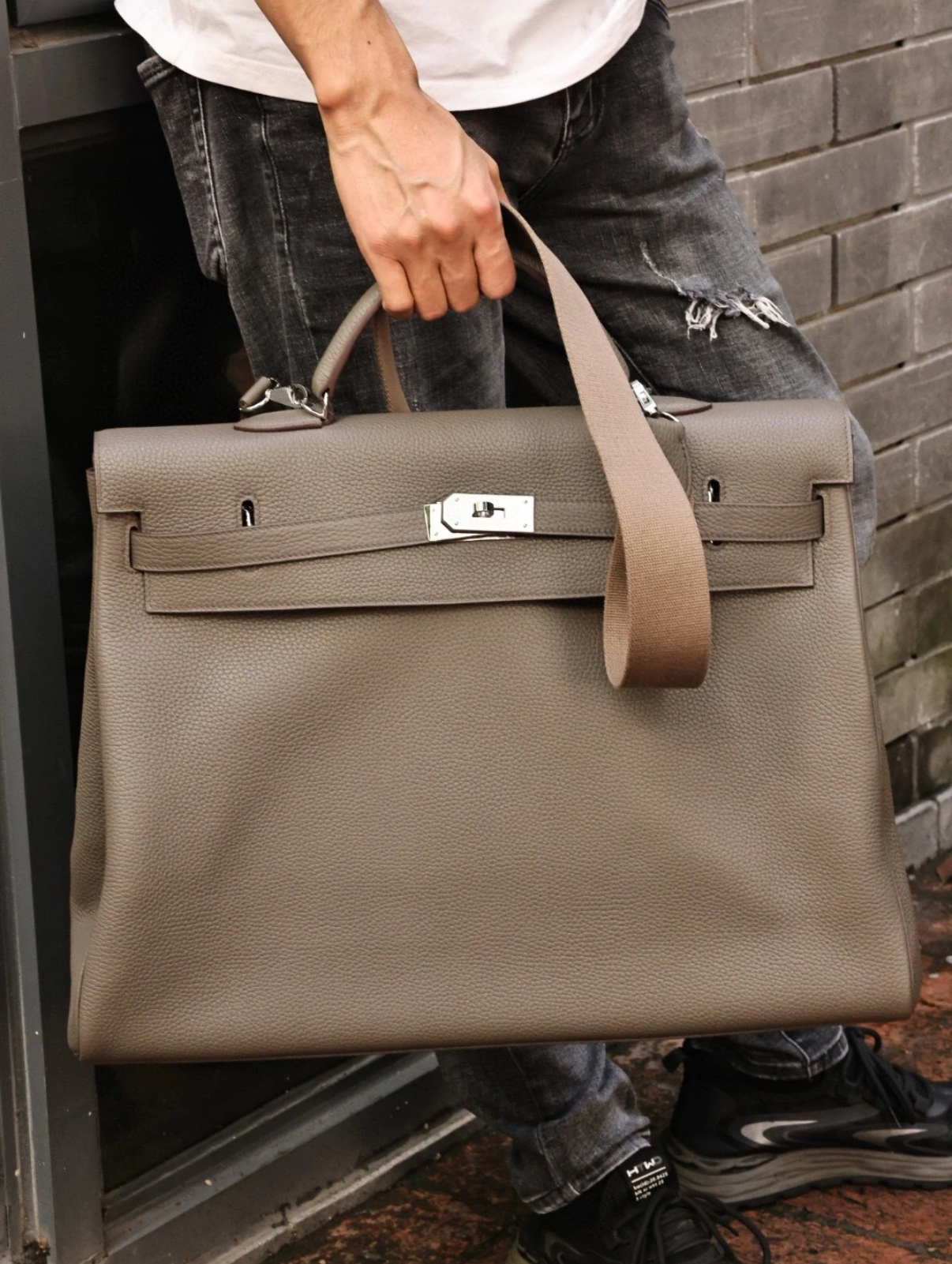 Kelly 50 EPSOM leather elephant gray silver buckle custom - MOVEMENTARTISAN