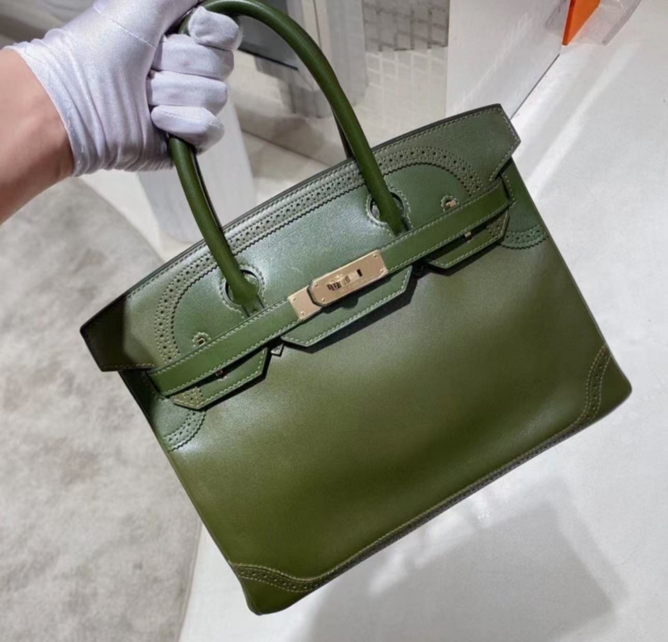 Birkin 25-35 Lace Olive Green Custom - MOVEMENTARTISAN