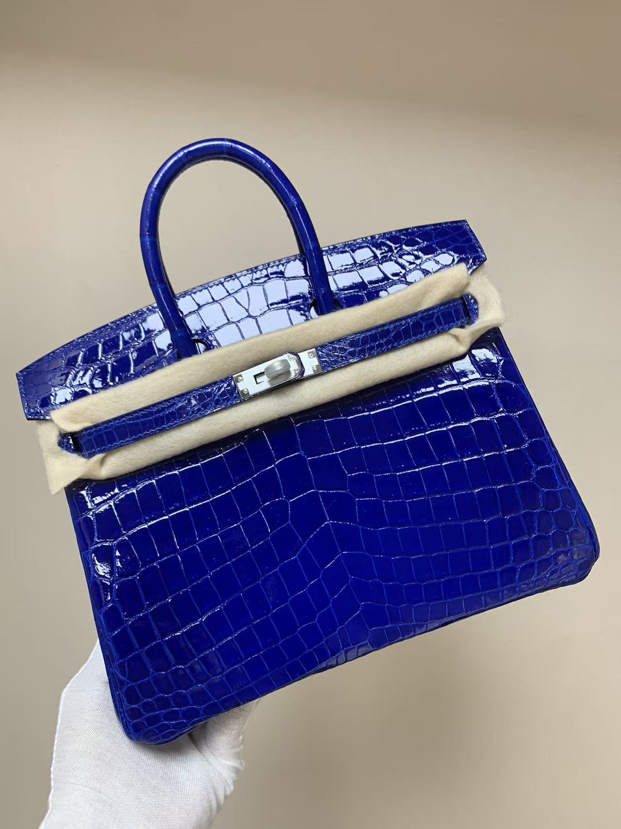 Birkin 25-35 sapphire blue crocodile leather Custom - MOVEMENTARTISAN