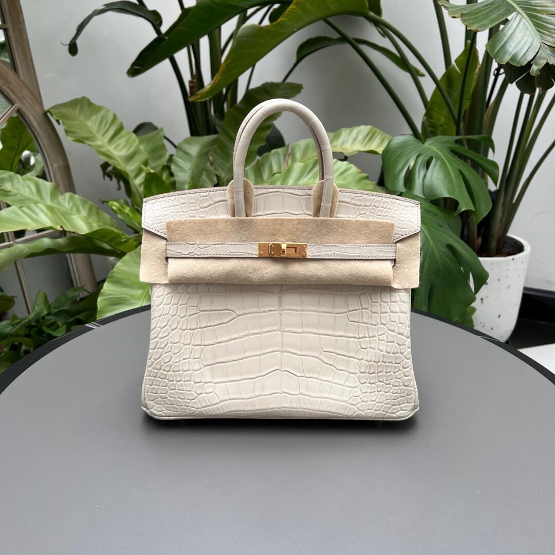 Birkin 25-30 Glacier White Matte Block Crocodile - MOVEMENTARTISAN