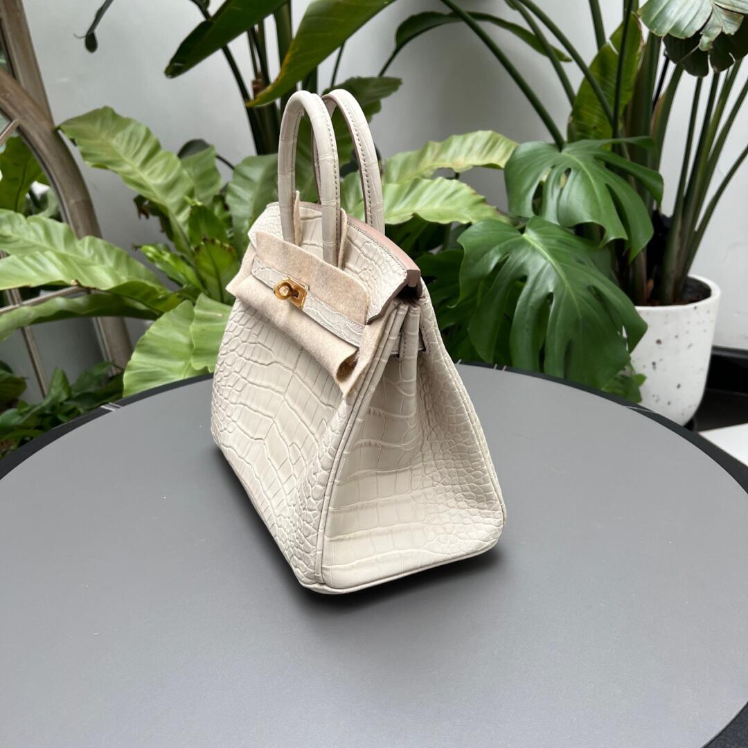 Birkin 25-30 Glacier White Matte Block Crocodile - MOVEMENTARTISAN