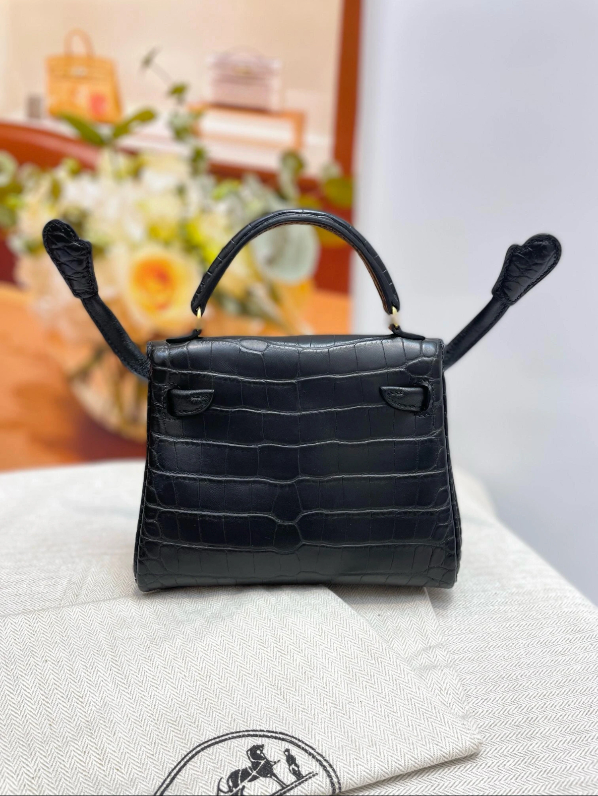 Kellly doll bag Gold buckle crocodile leather custom - MOVEMENTARTISAN