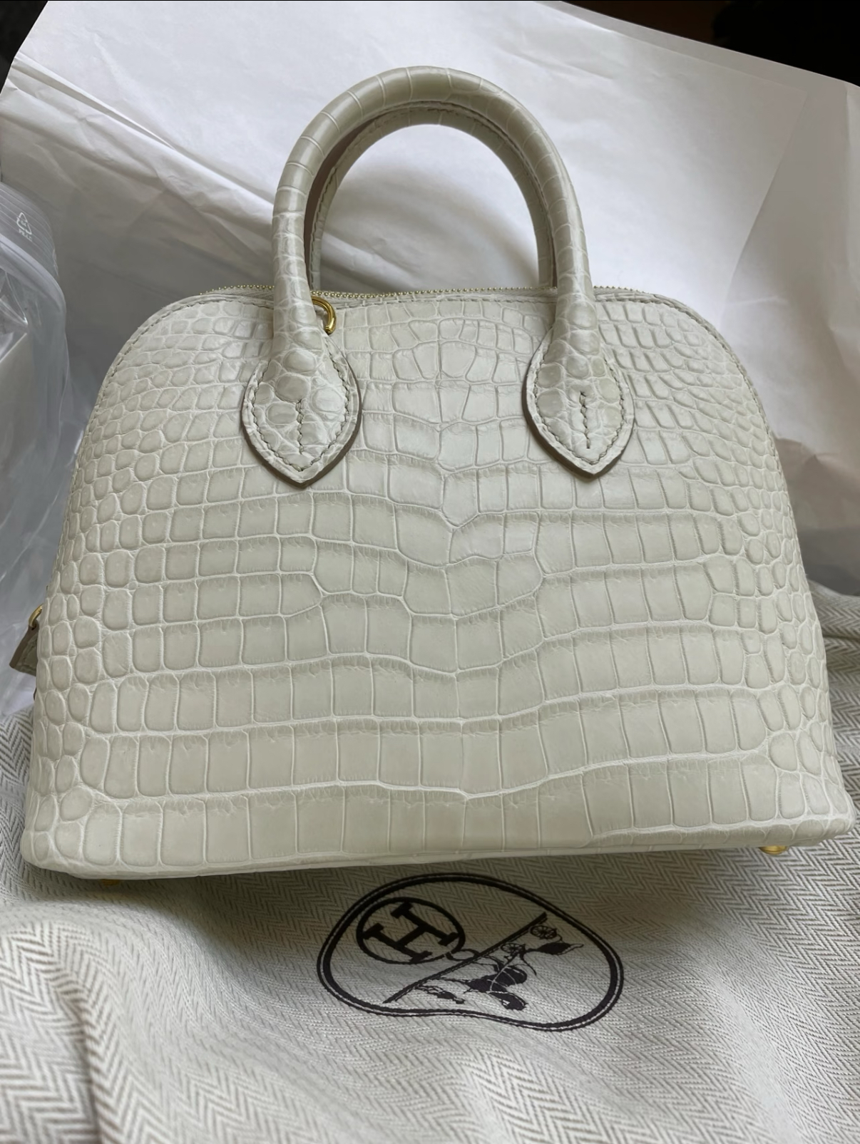 Bolide Mini 18CM Matte crocodile leather beige - MOVEMENTARTISAN