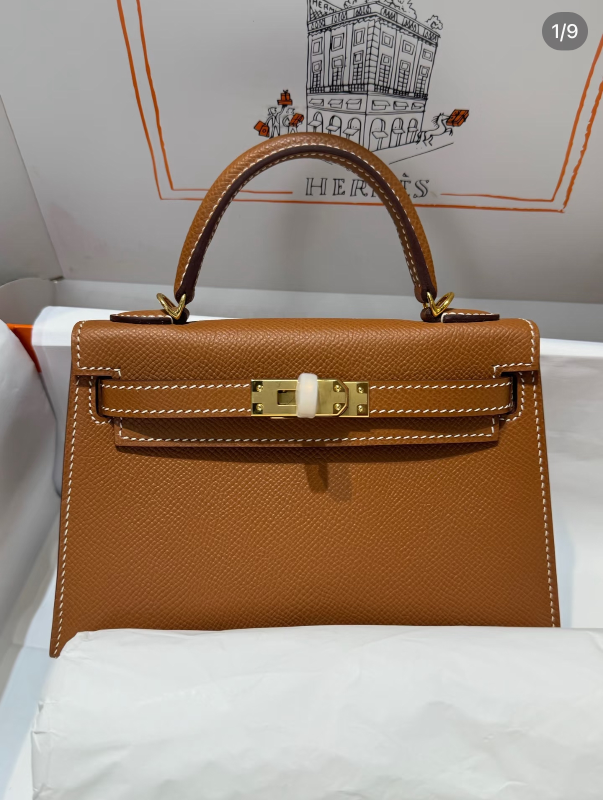 Kelly Mini 2 Brown Gold Buckle Epsom Custom - MOVEMENTARTISAN