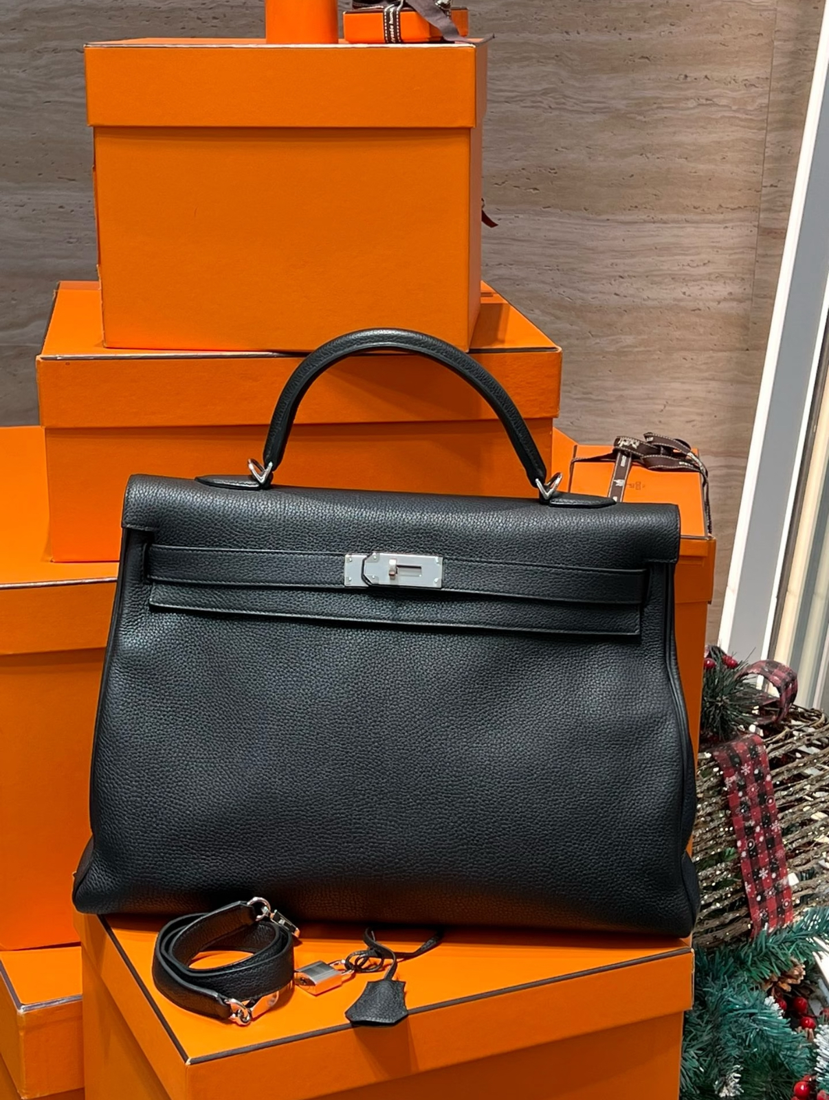 Kelly 40 black silver buckle TOGO leather custom - MOVEMENTARTISAN