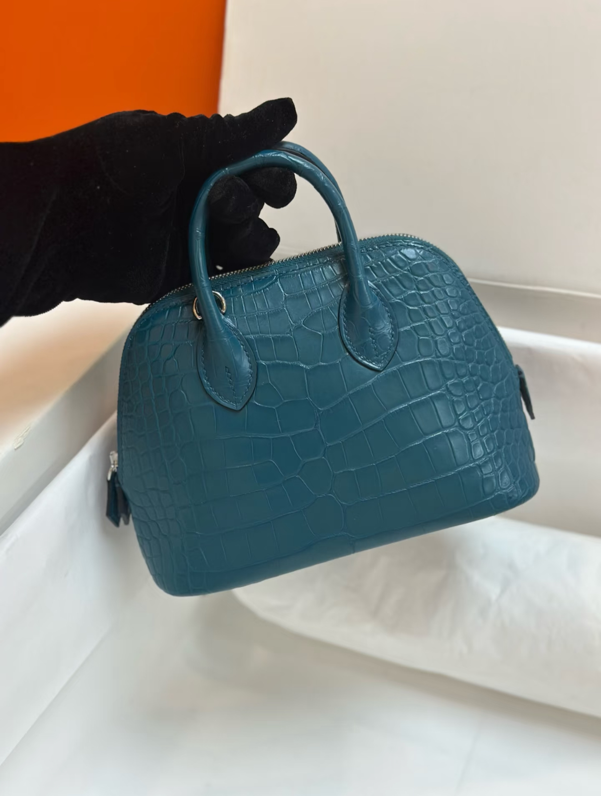 Bolide Mini 18CM Matte crocodile leather Duck Blue - MOVEMENTARTISAN