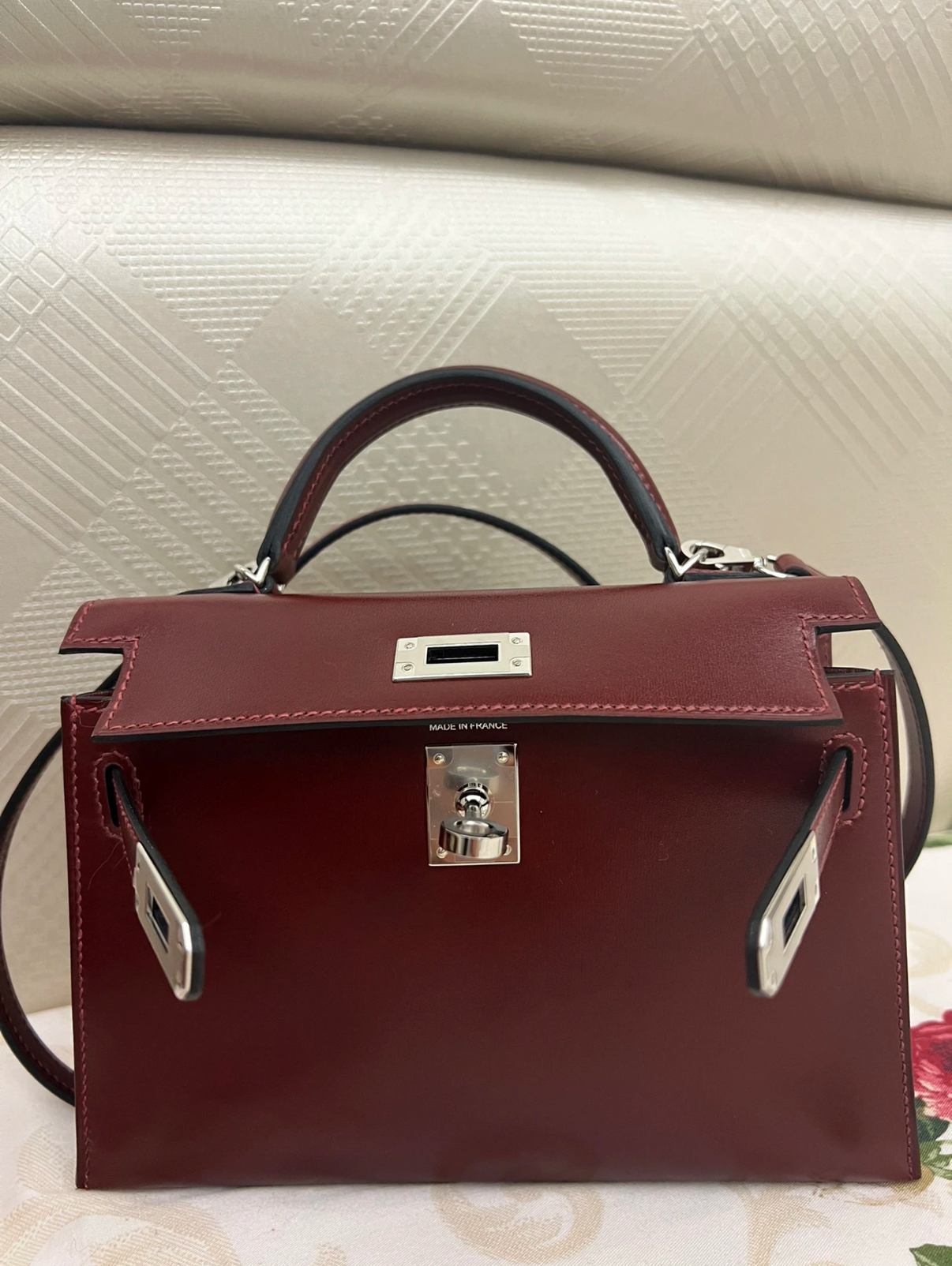 Kelly mini 2 19cm Bordeaux wine red custom - MOVEMENTARTISAN