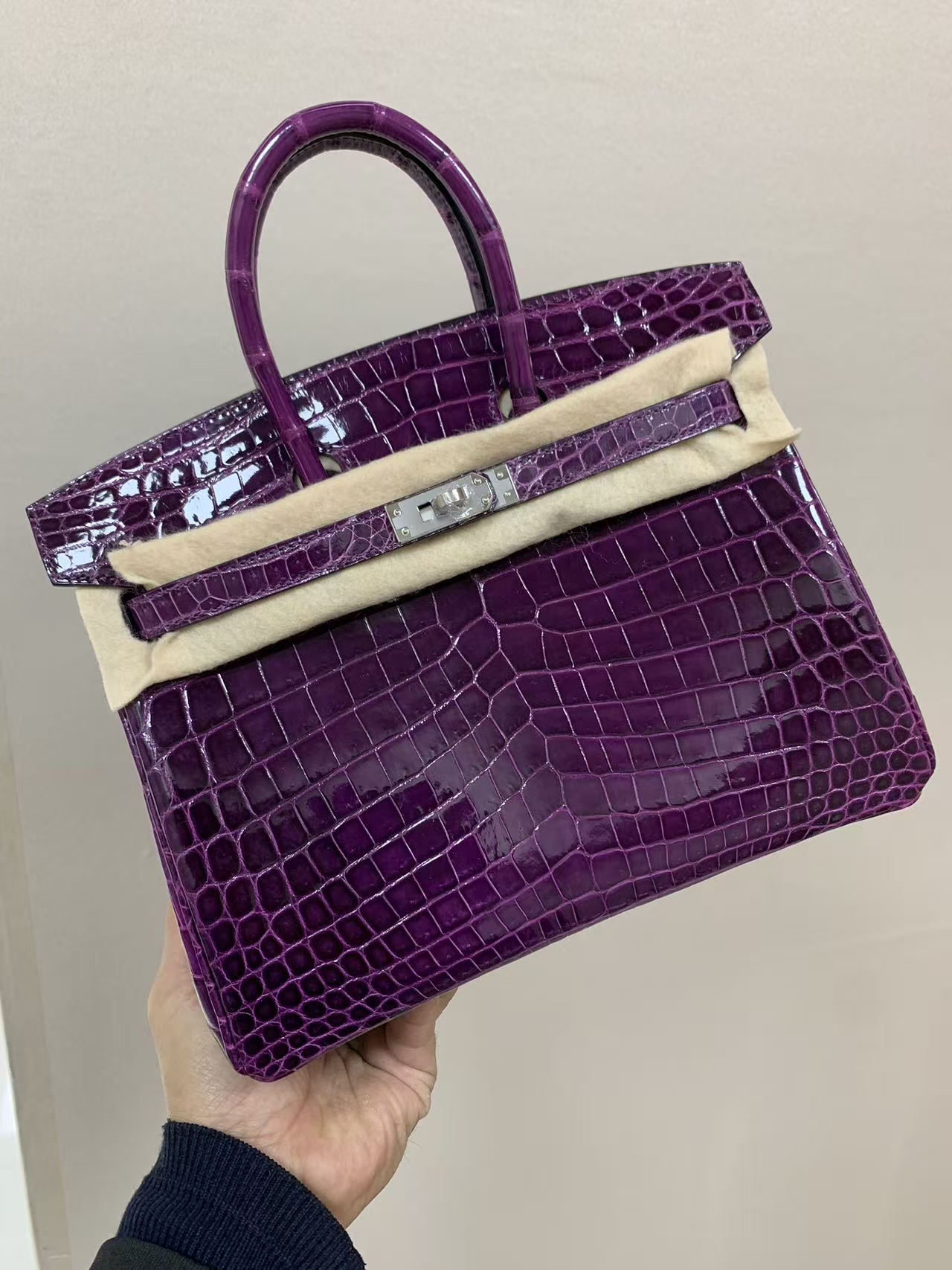Birkin 25-35 Purple Silver Buckle crocodile leather Custom - MOVEMENTARTISAN