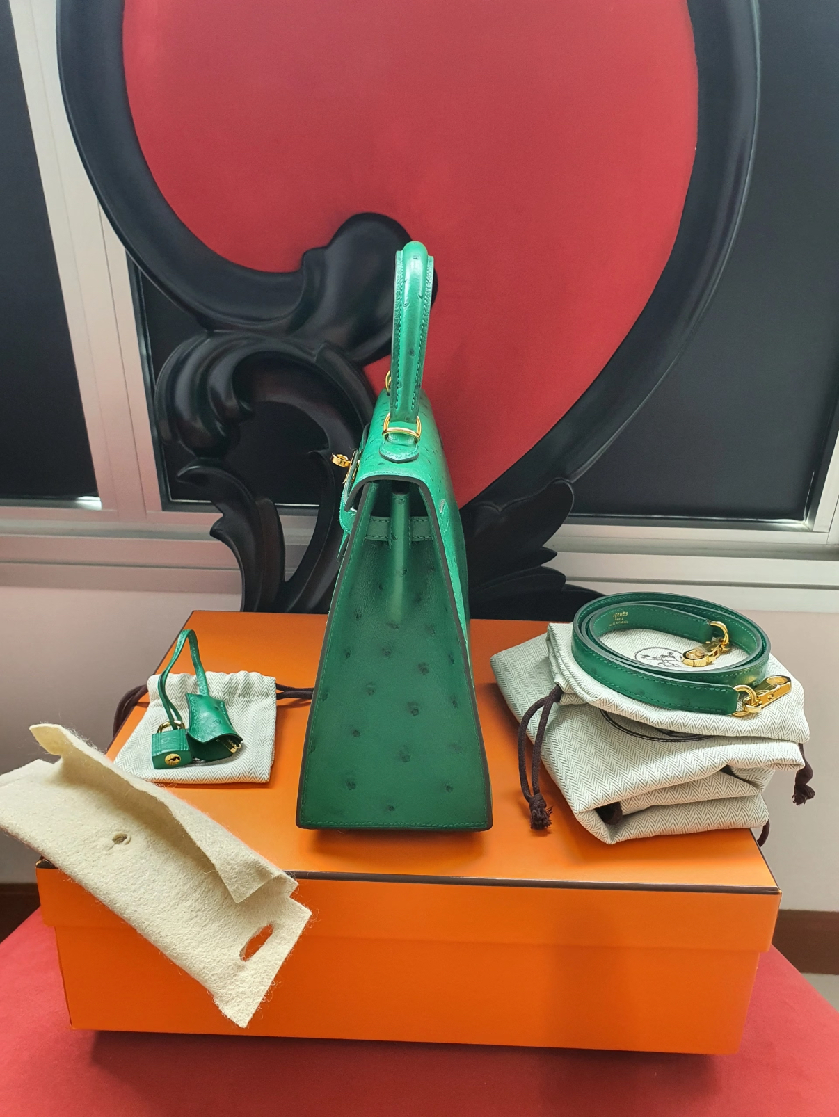 Kelly Sellier 25-28 Ostrich Leather Velvet Green Custom - MOVEMENTARTISAN